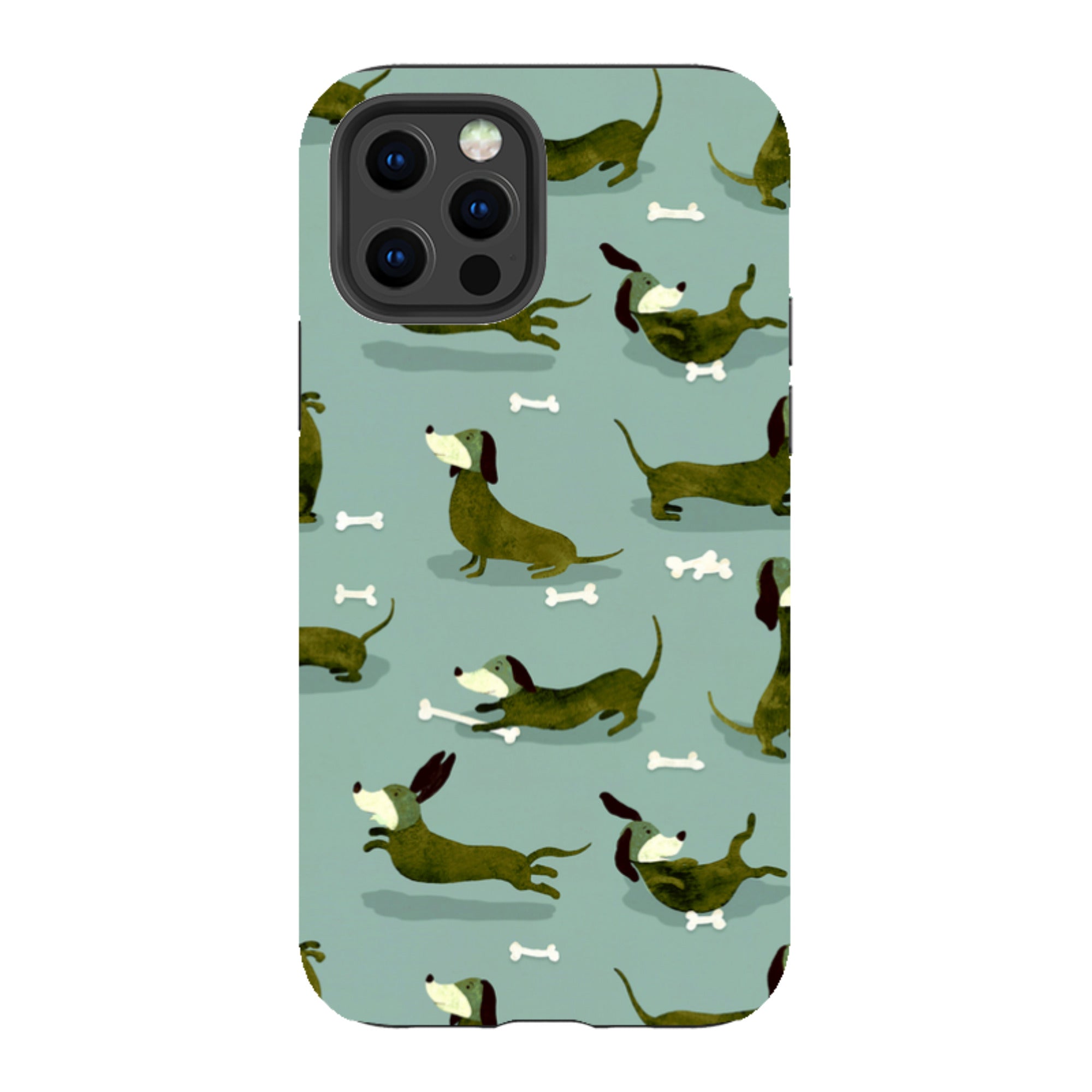 iPhone Tough Case - Dash Dogs Green By Katherine Quinn