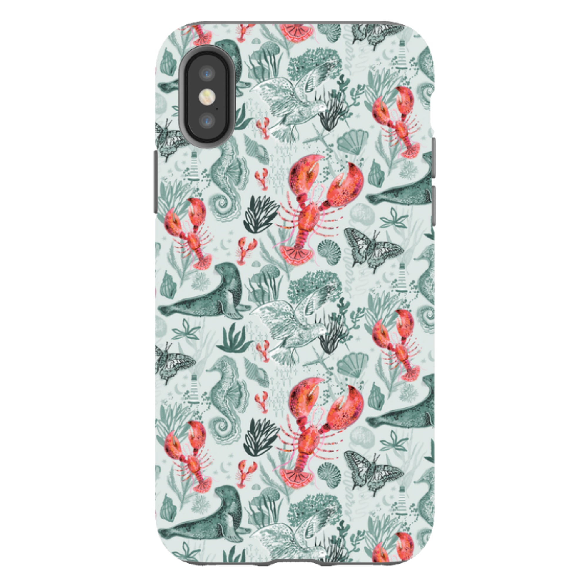 iPhone Case - Teal Seals and Lovely Lobsters By Emma Frances Grant