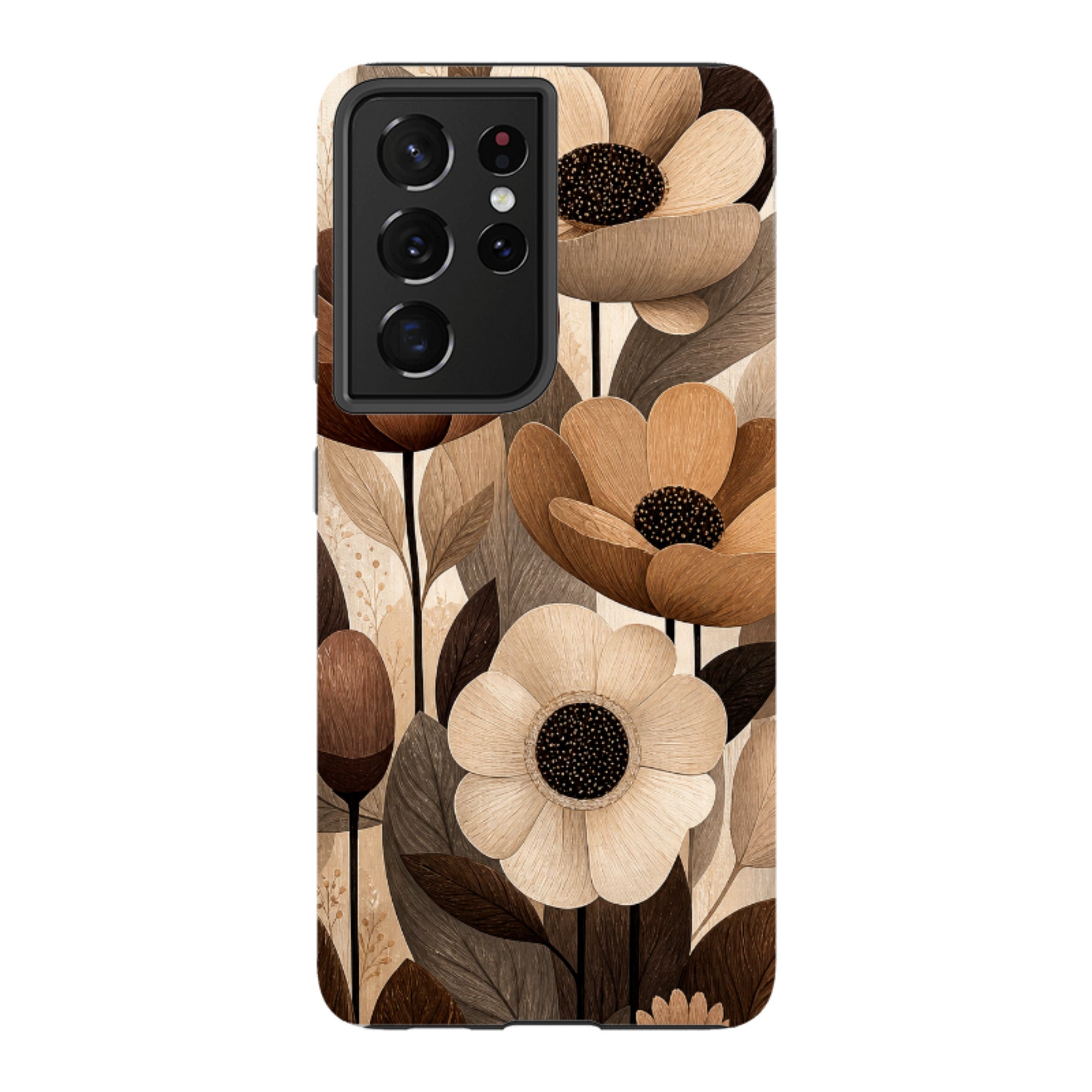 Samsung Tough Case - Chocolate Woodgrain Floral