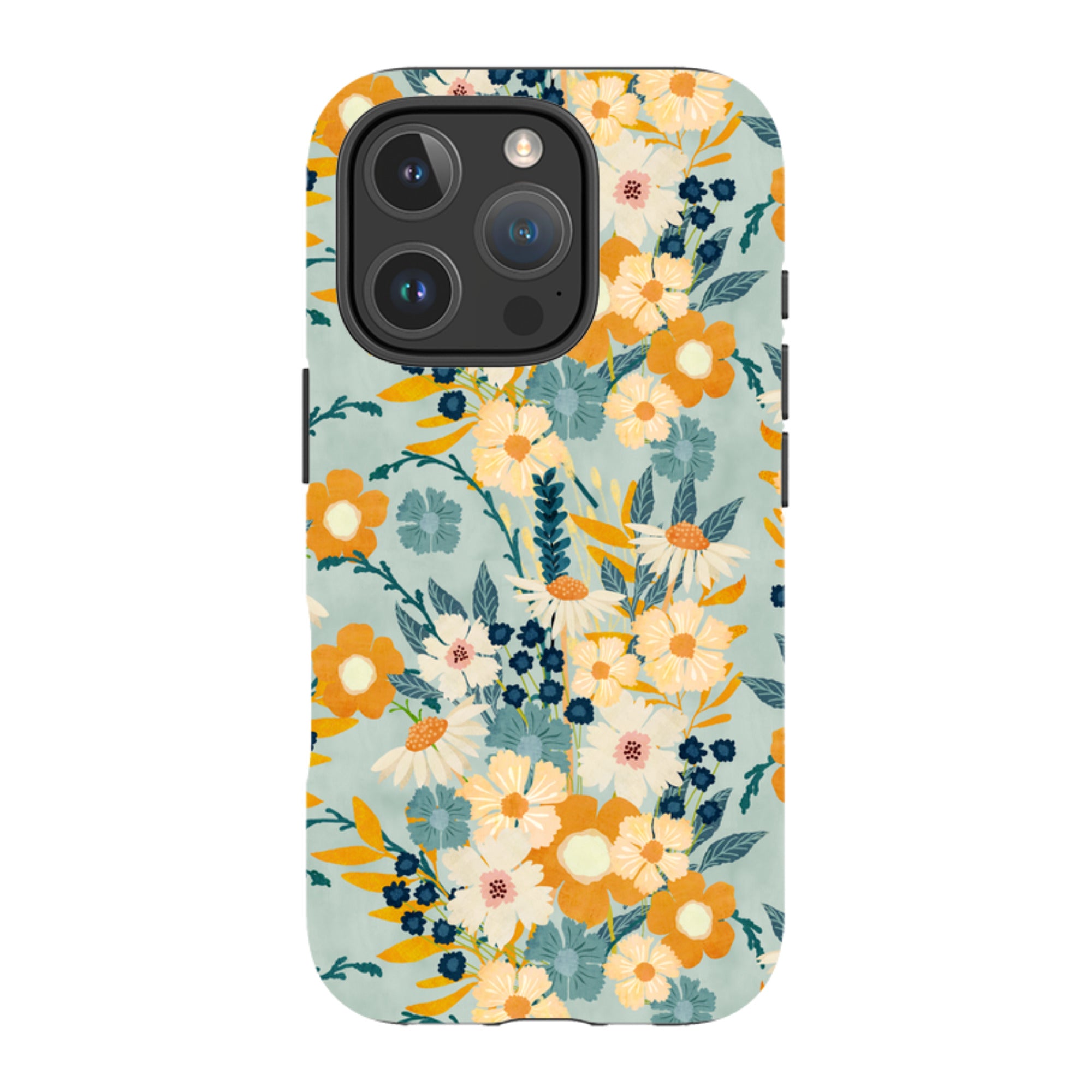 iPhone MagSafe Tough Case - Yellow And Blue Floral By Katherine Quinn
