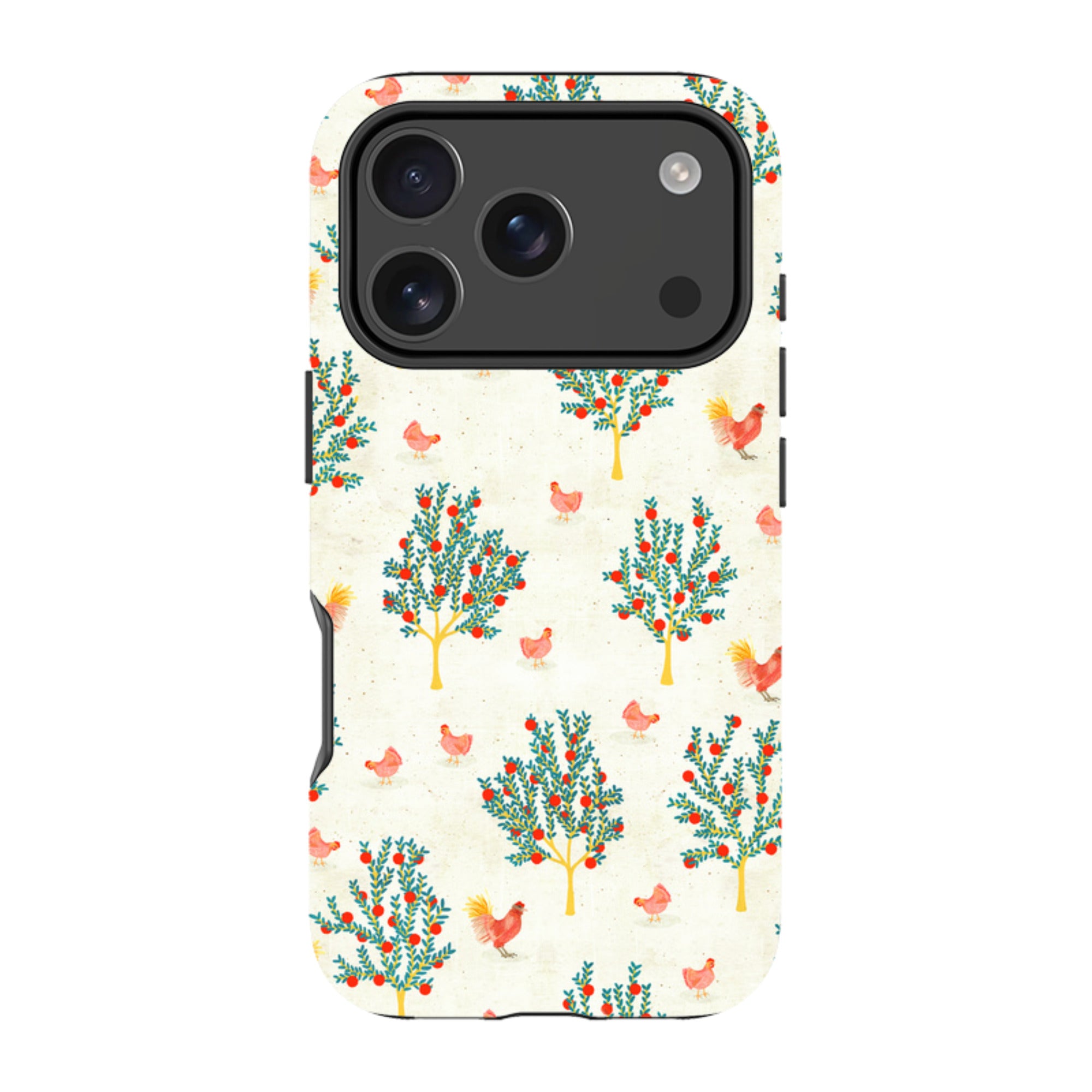 iPhone Tough Case - Apple Trees and Chickens Cream By Katherine Quinn
