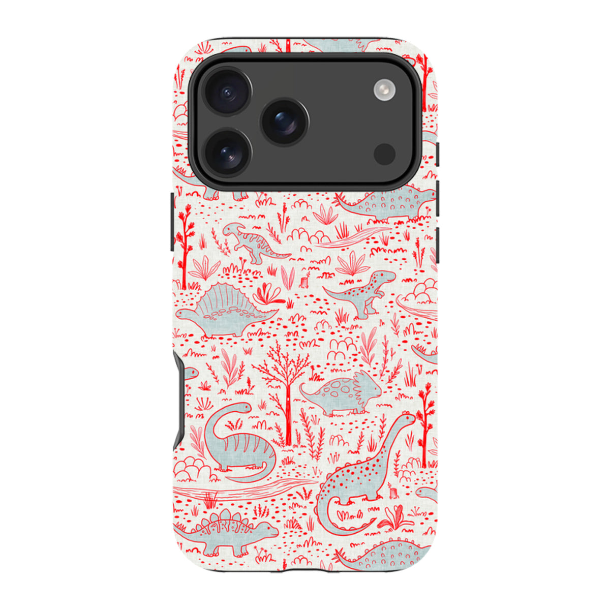 iPhone Tough Case - Dinosaur line Red and Blue By Katherine Quinn