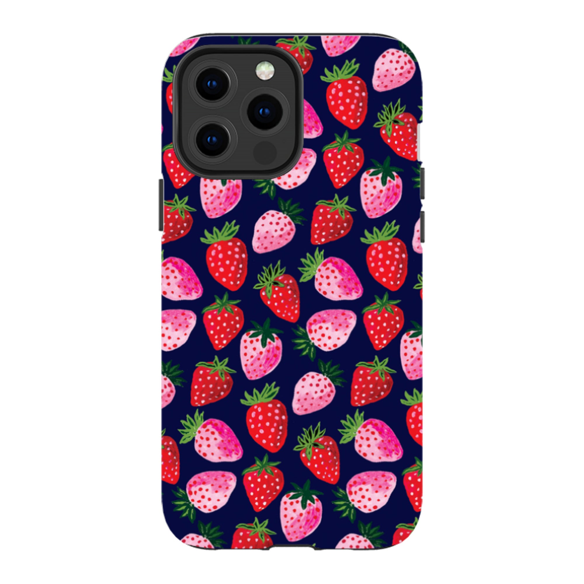 iPhone Tough Case - Strawberry Scatter Navy By Emma Frances Grant