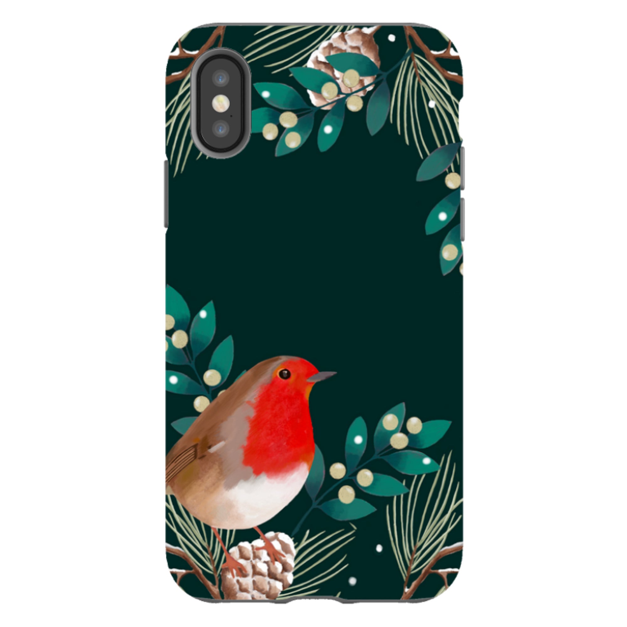 iPhone Tough Case - Robin Pine Cones By Bex Parkin