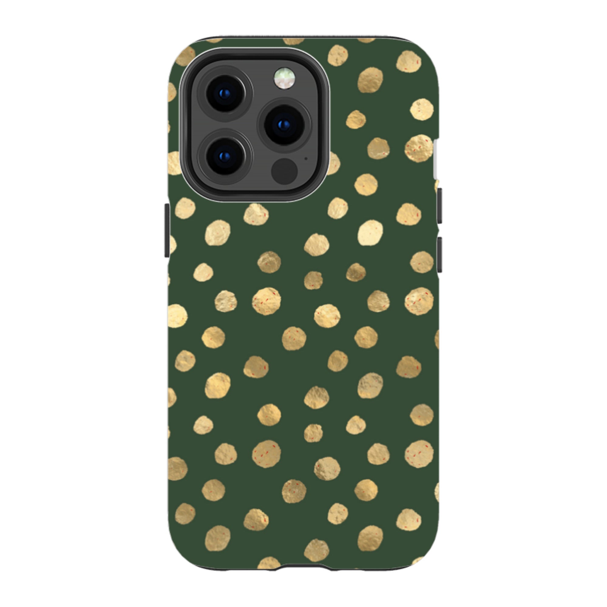 iPhone Tough Case - Green and Gold Dots
