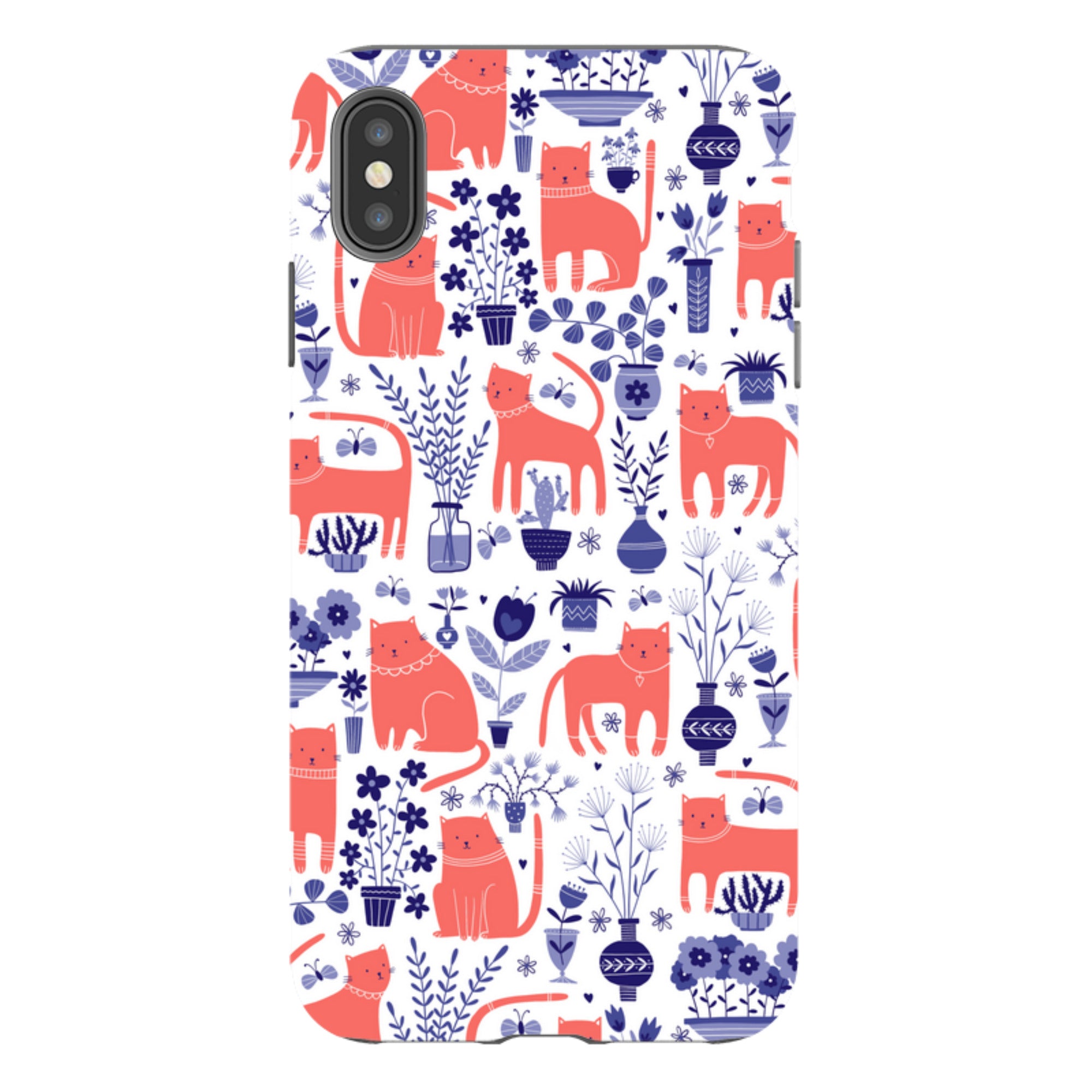 iPhone Tough Case - Coral Cats By Suzy Taylor