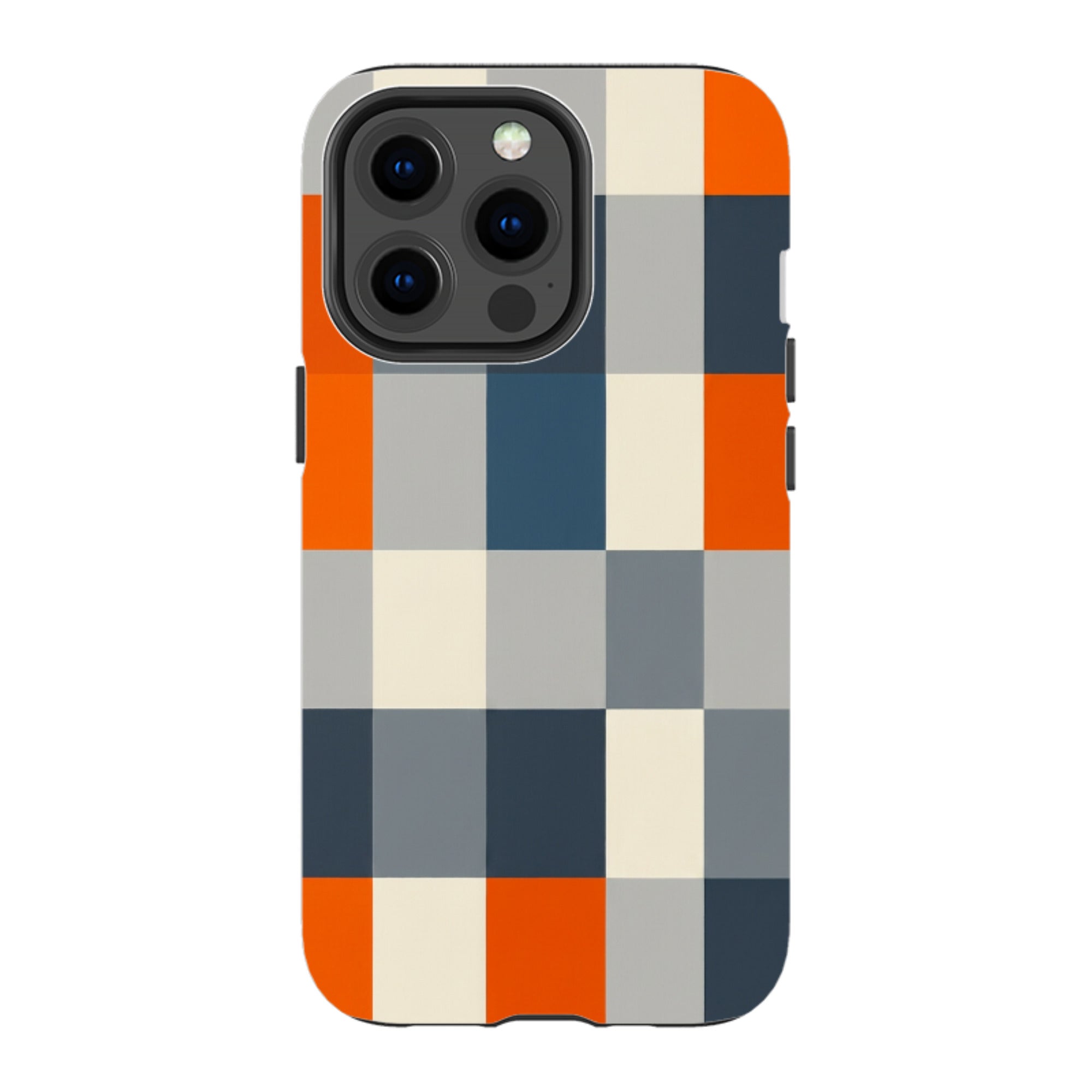 iPhone Tough Case - Navy Blue & Orange Plaid
