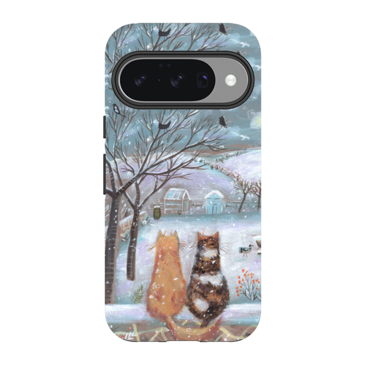 Google Tough Case - Winter Cottage Cats By Mary Stubberfield