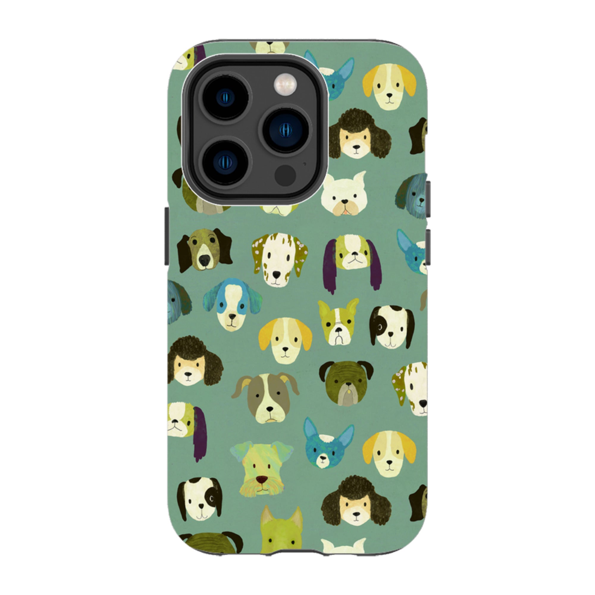 iPhone Tough Case - Dog Heads Green By Katherine Quinn