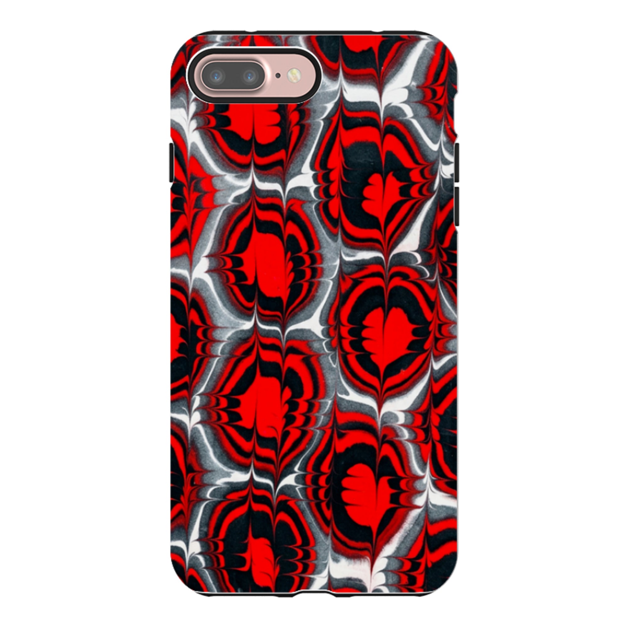 iPhone Tough Case - Red & Black Marble