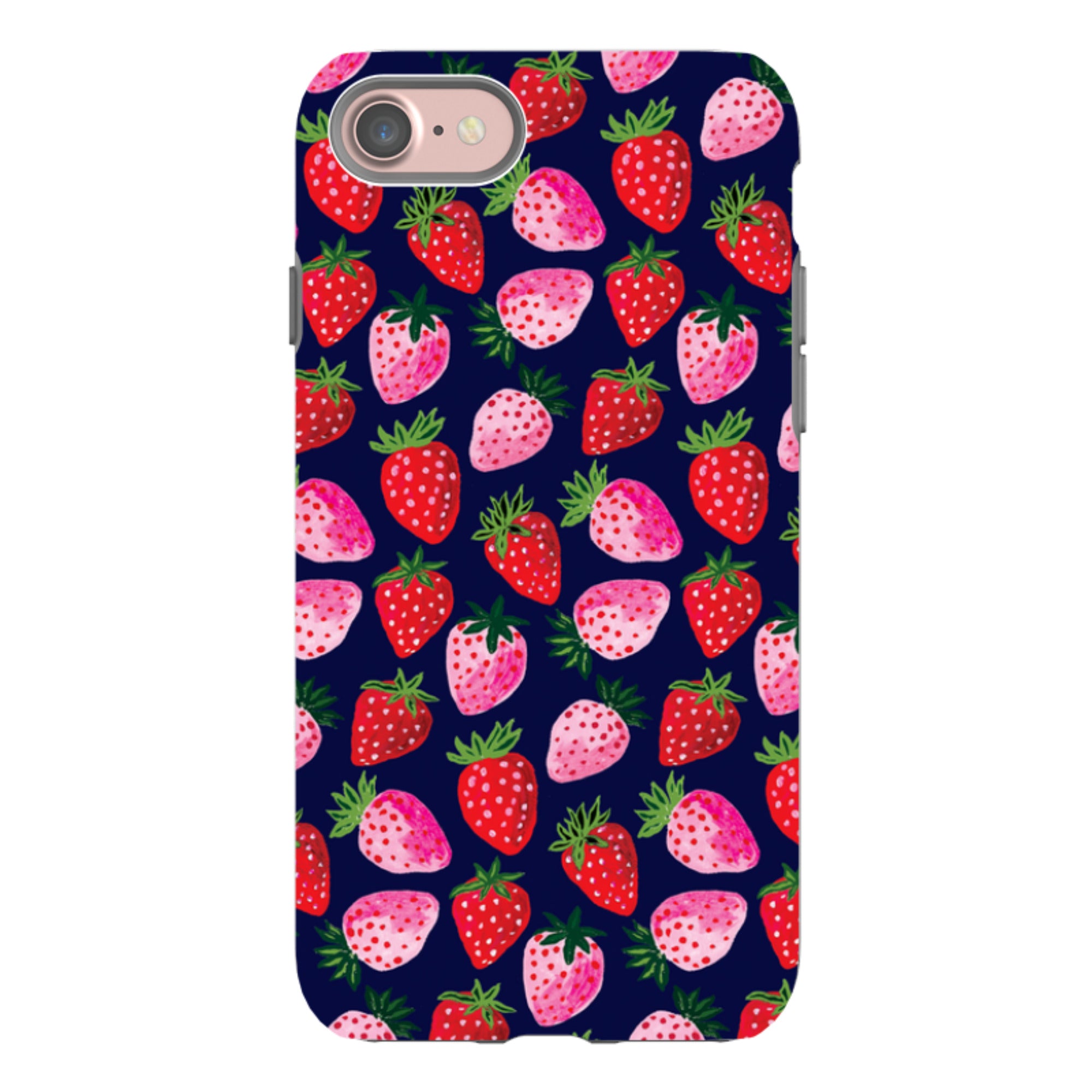 iPhone Tough Case - Strawberry Scatter Navy By Emma Frances Grant