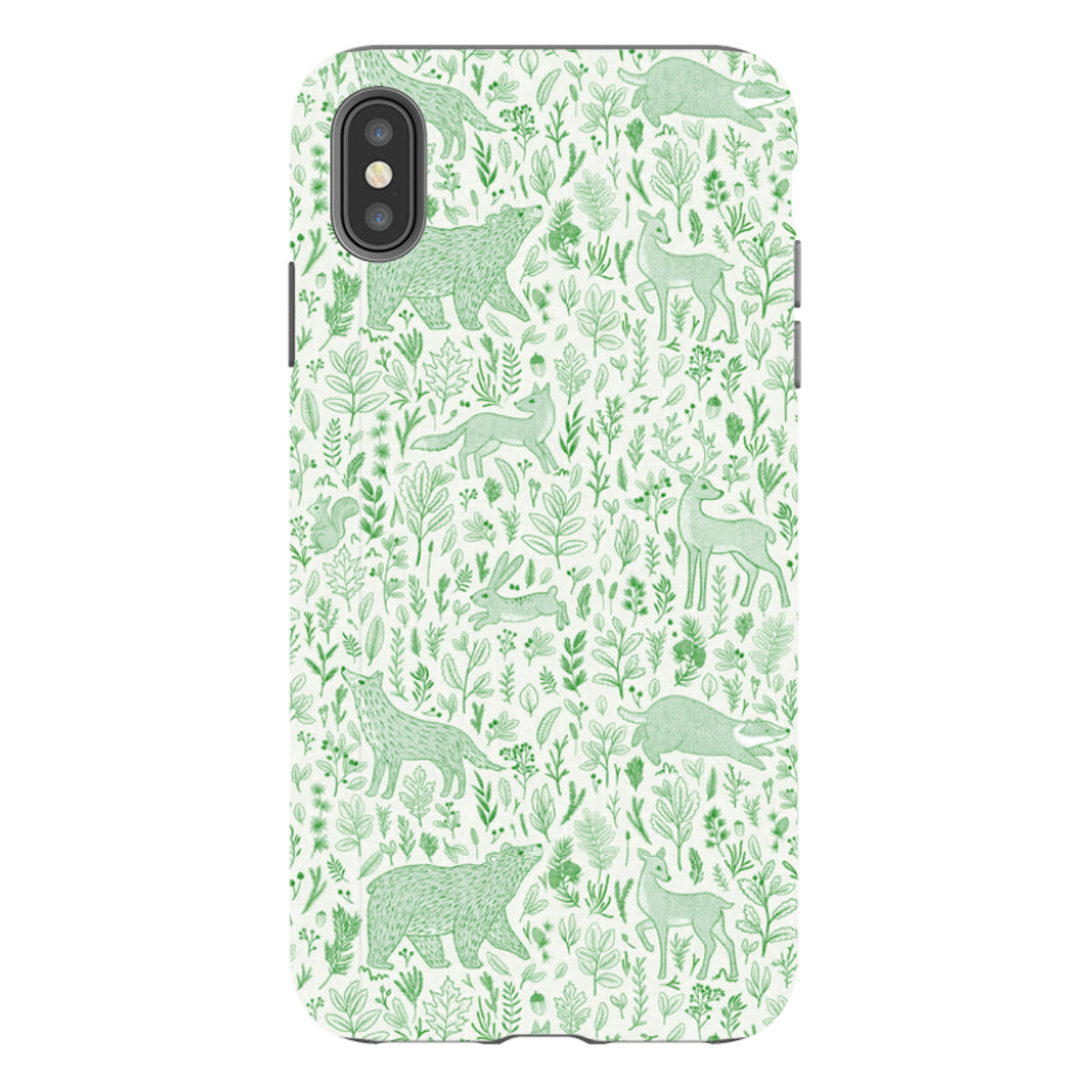 iPhone Tough Case - Forest animals green By Katherine Quinn