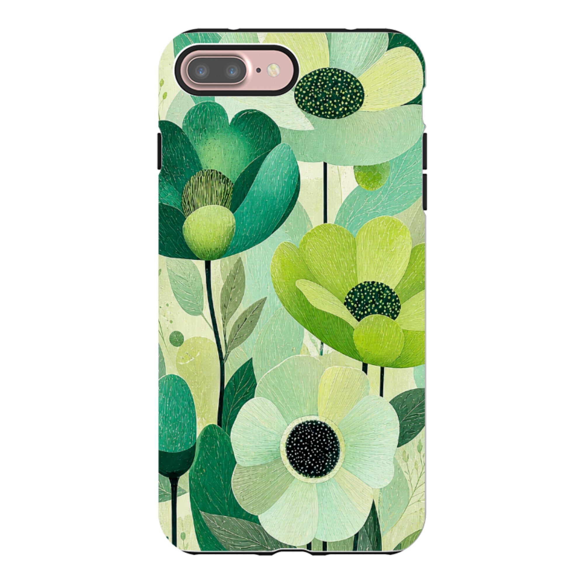 iPhone Tough Case - Mint Woodgrain Floral