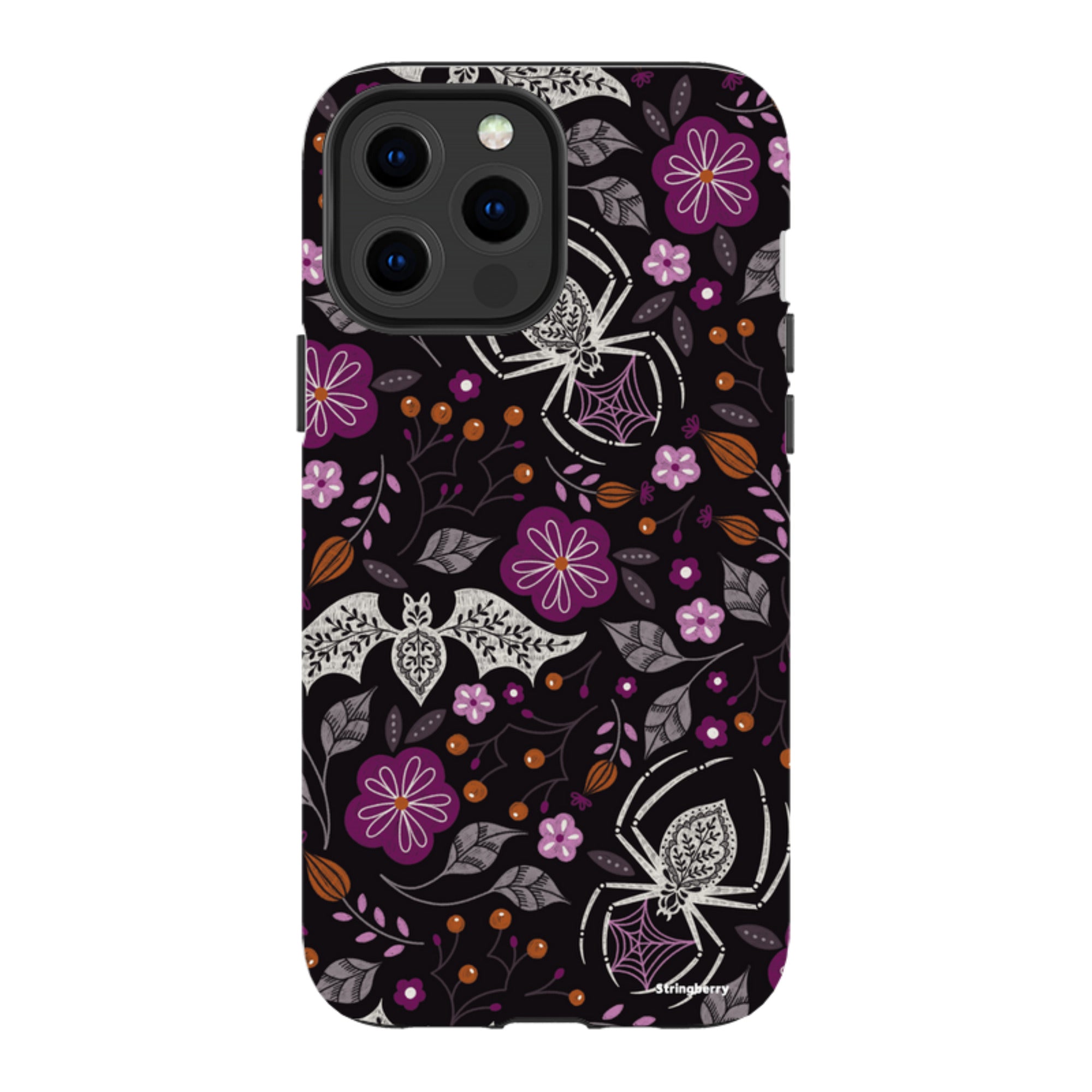 iPhone MagSafe Tough Case -  Spider Bat Pattern Black By Jenny Zemanek