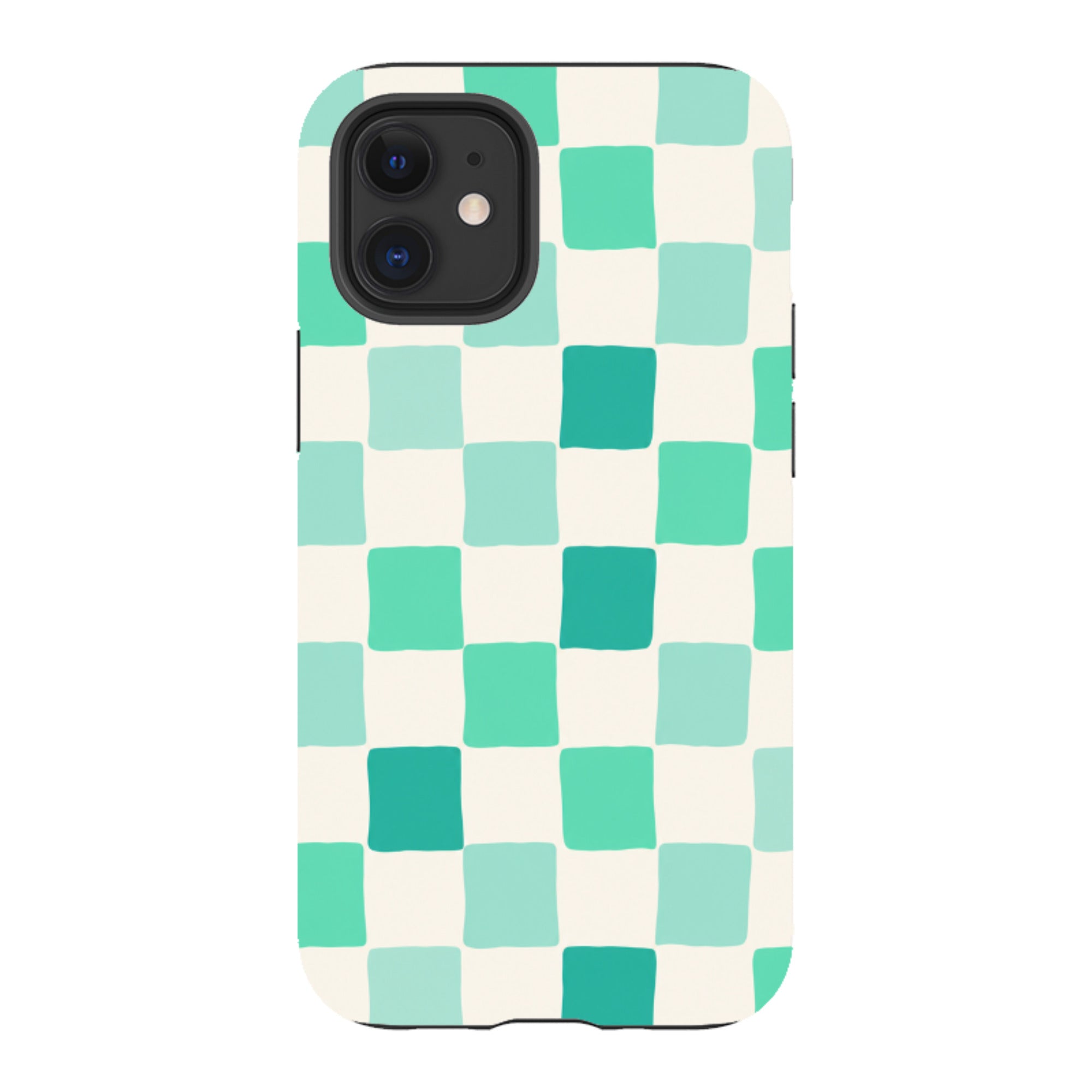 iPhone Tough Case - Mint Green Checkerboard