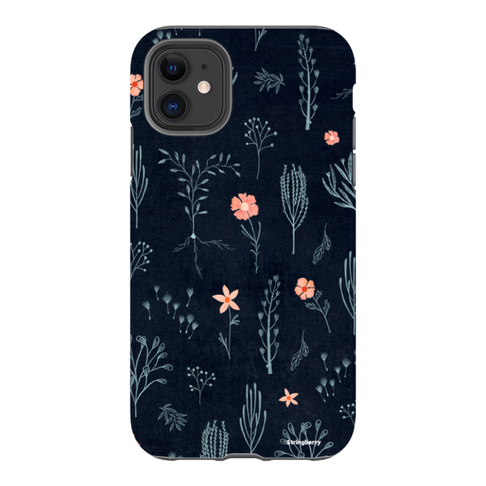 iPhone Tough Case - Floral Light Blue And Pink By Katherine Quinn