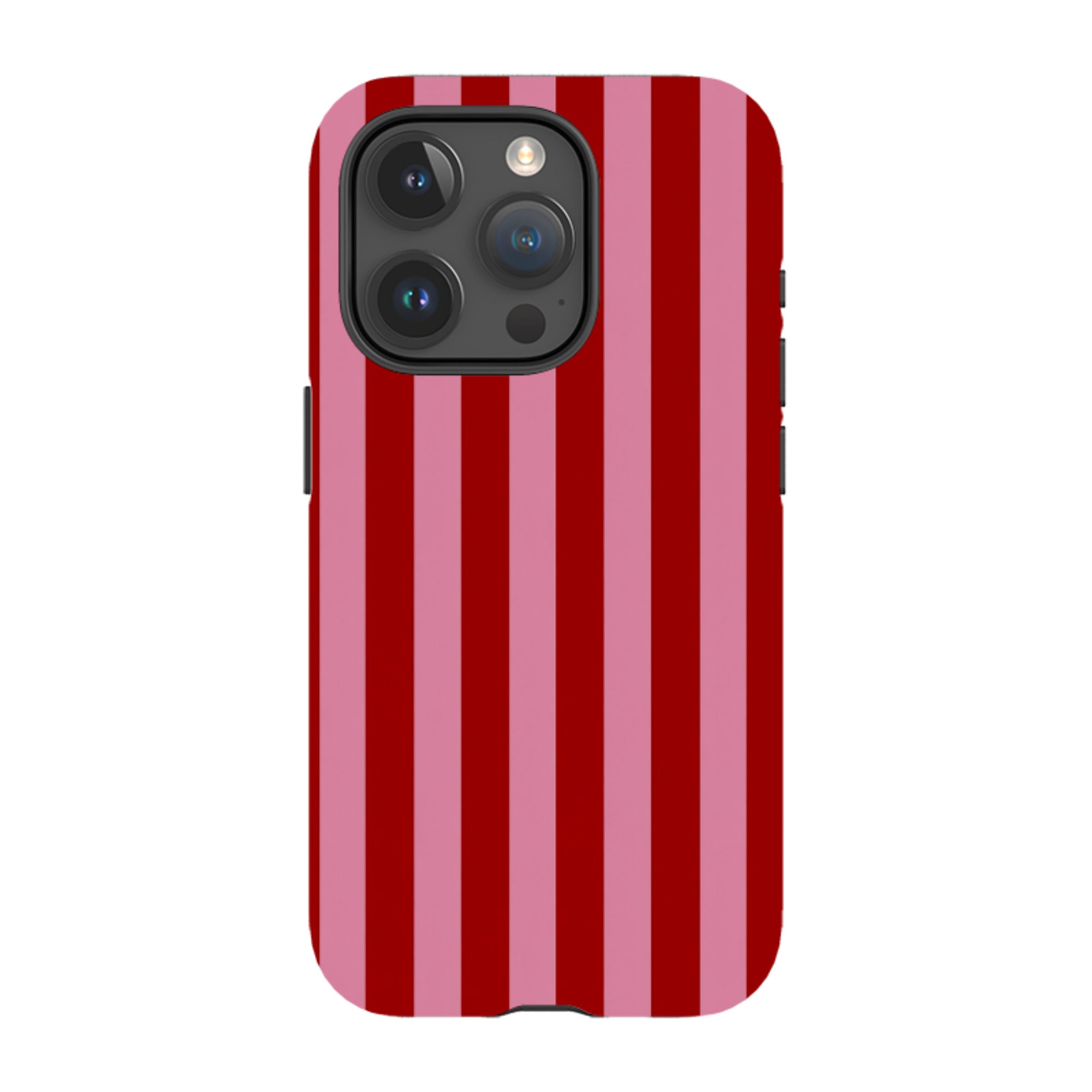 iPhone Tough Case - Burgundy & Pink Stripe