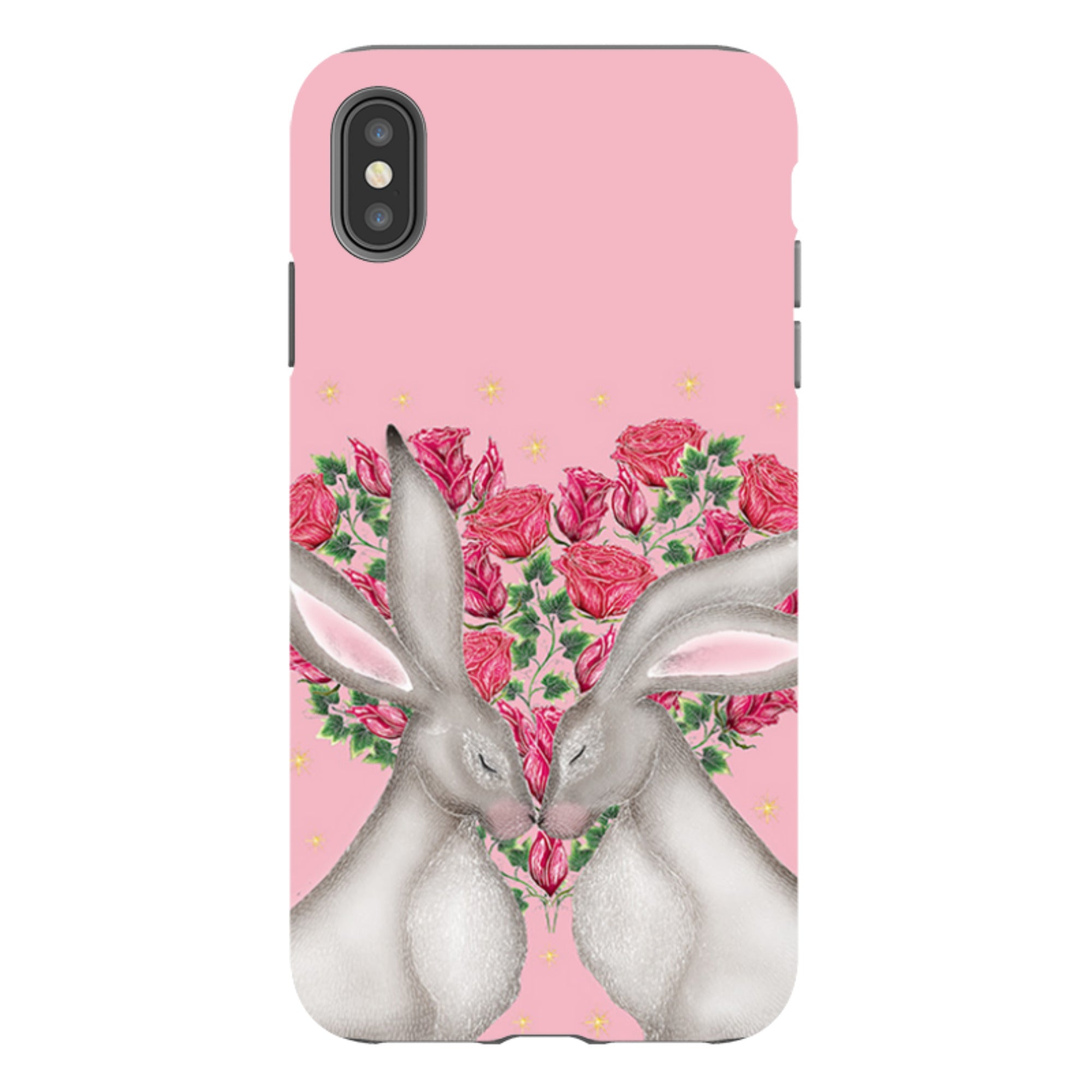 iPhone Tough Case - White Hares Rose Heart By Catherine Rowe