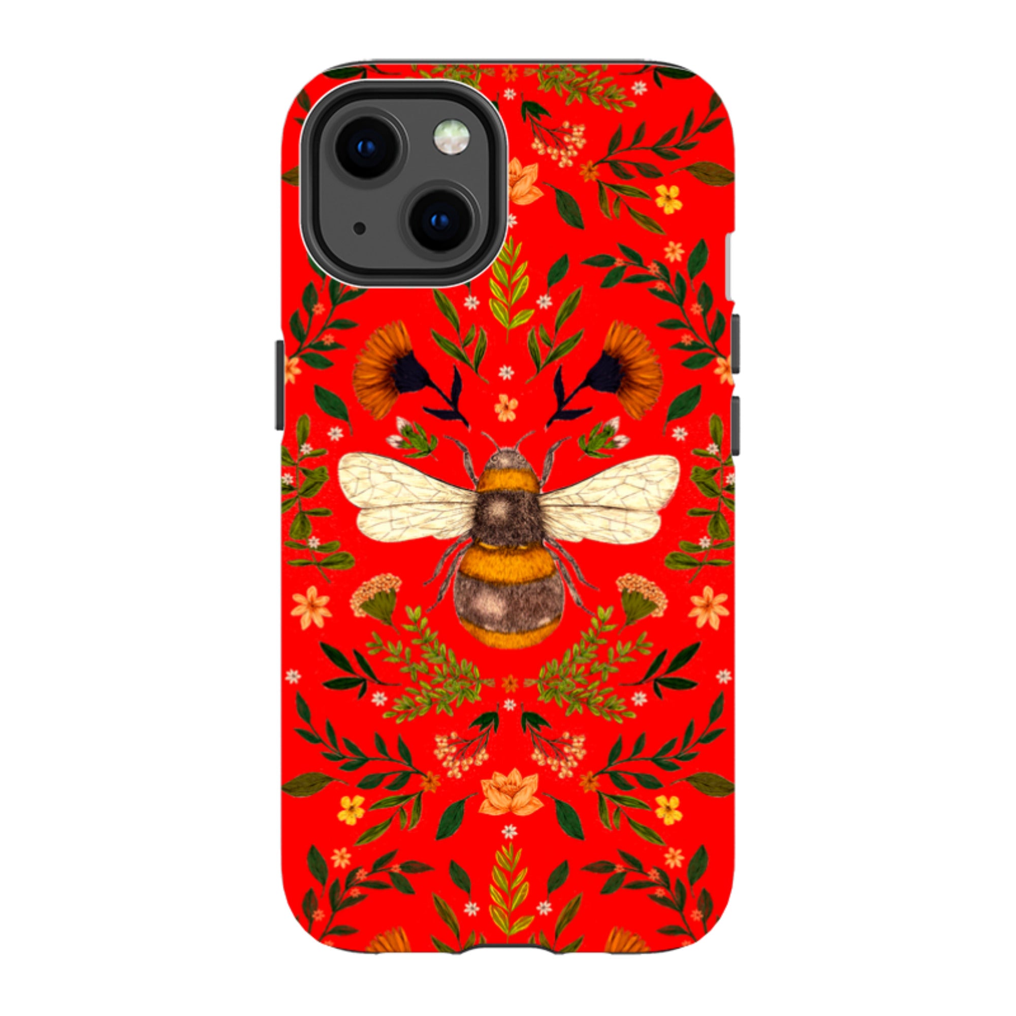iPhone Tough Case - Botanical Bee Red By Jade Mosinski