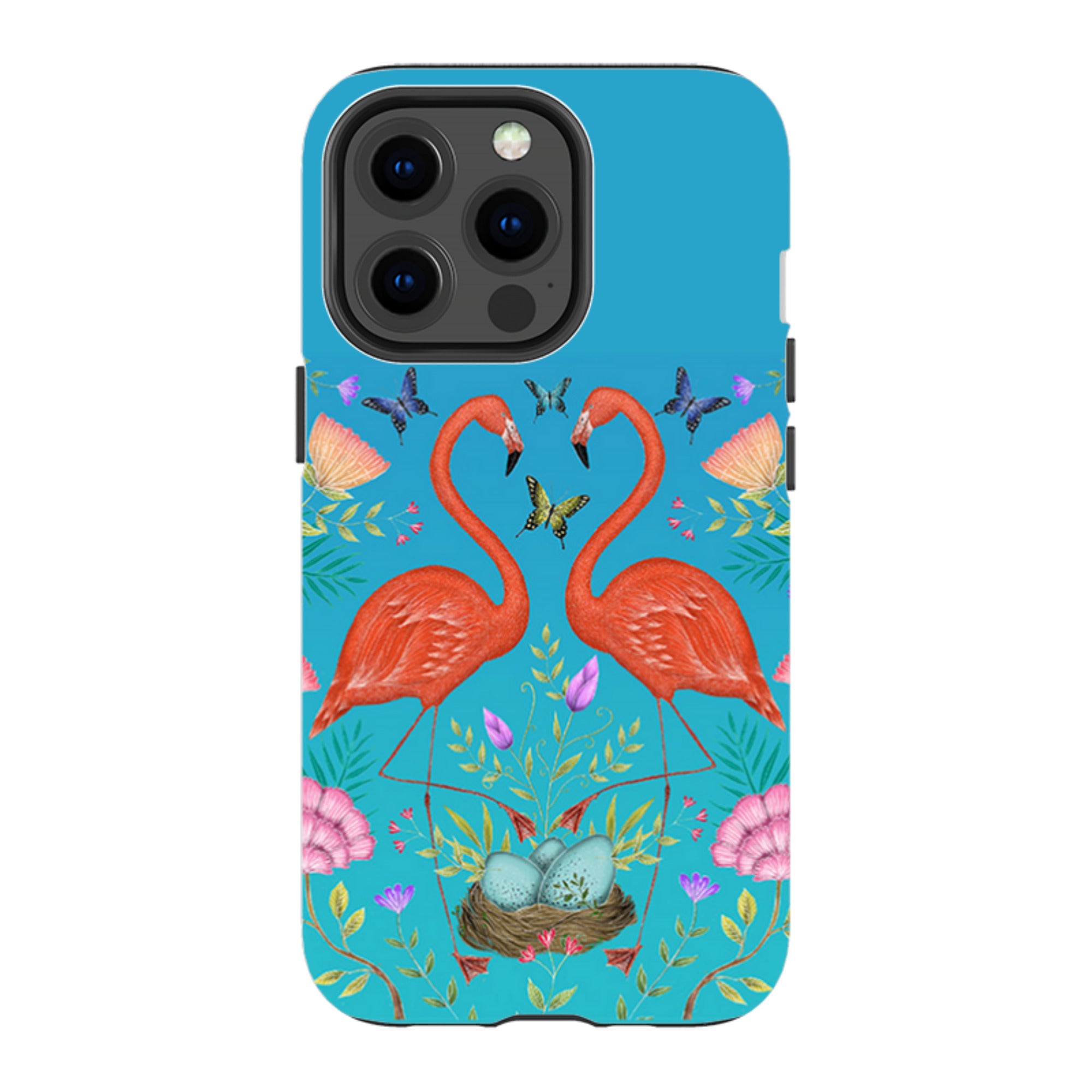 iPhone Tough Case - Flamingos And Flowers By Catherine Rowe