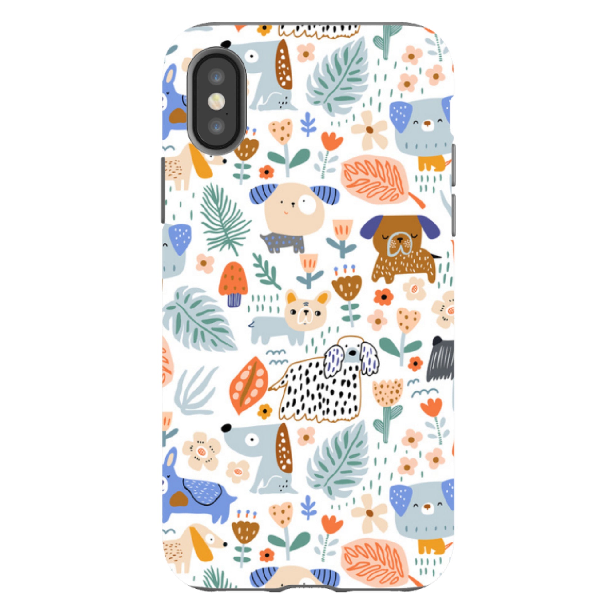 iPhone Tough Case - Dog Floral Pattern