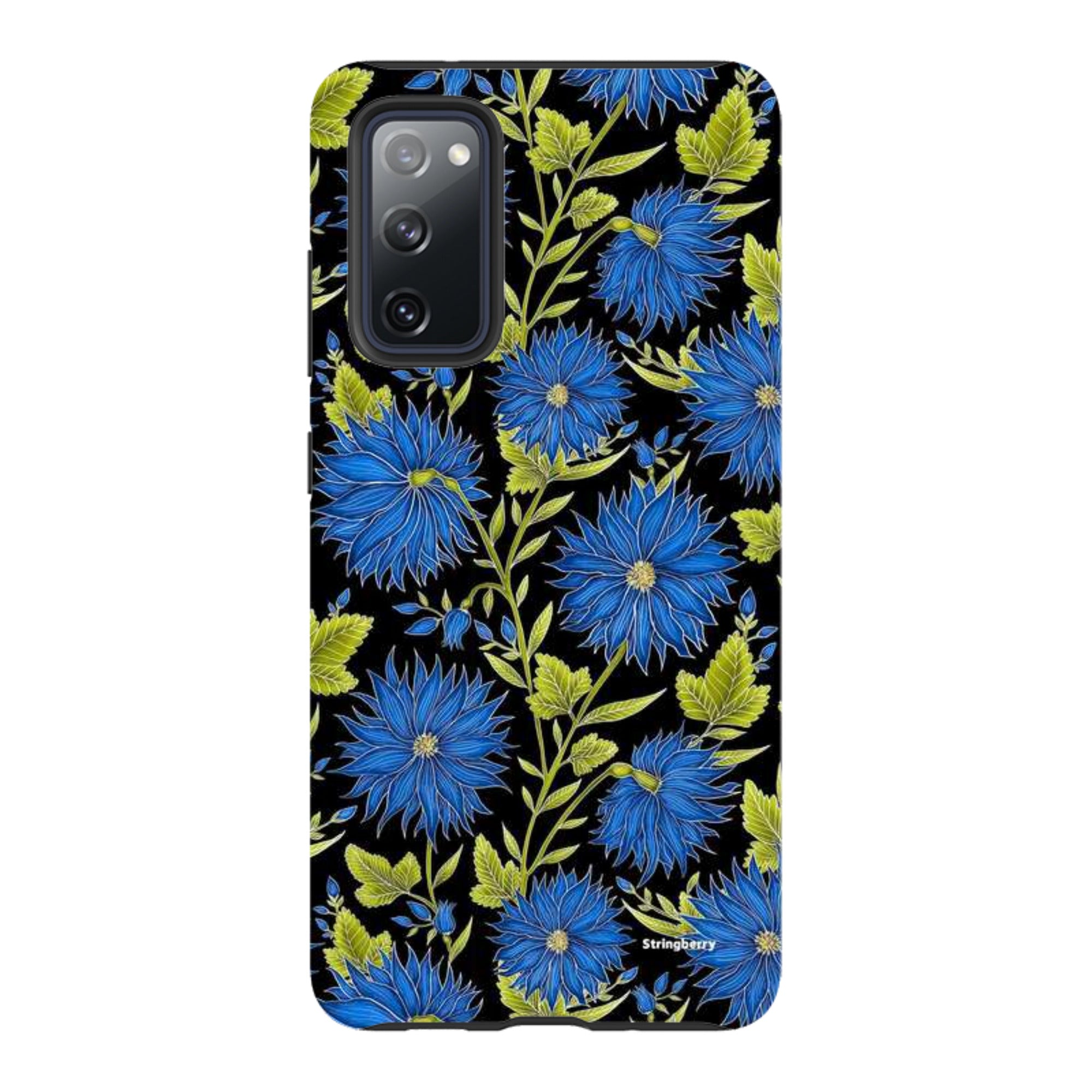 Samsung Tough Case - Blue Flowers Black By Catherine Rowe