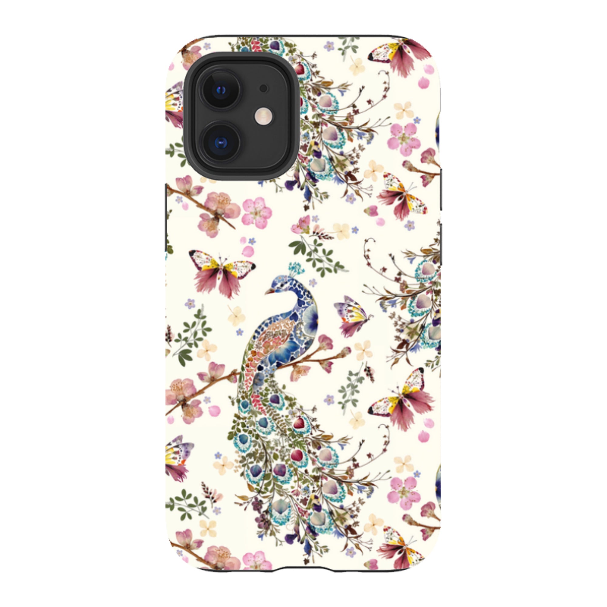 iPhone Tough Case - Peacock and Cherry Blossoms By Helen Ahpornsiri