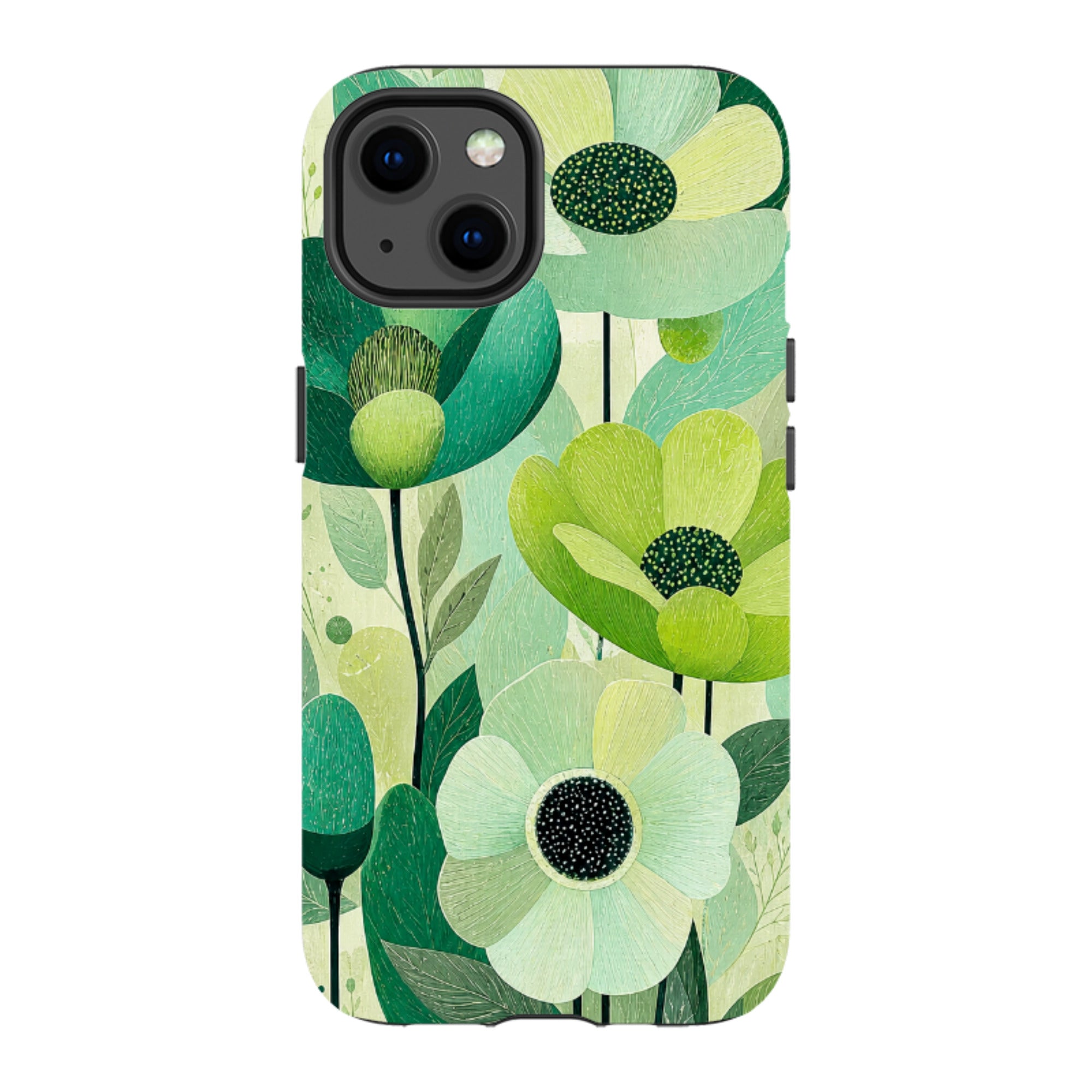 iPhone MagSafe Tough Case - Mint Woodgrain Floral