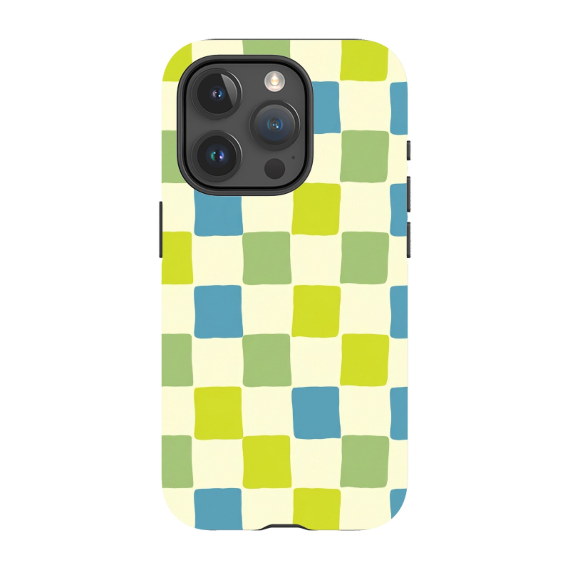 iPhone MagSafe Tough Case - Lime Green & Blue Checkerboard