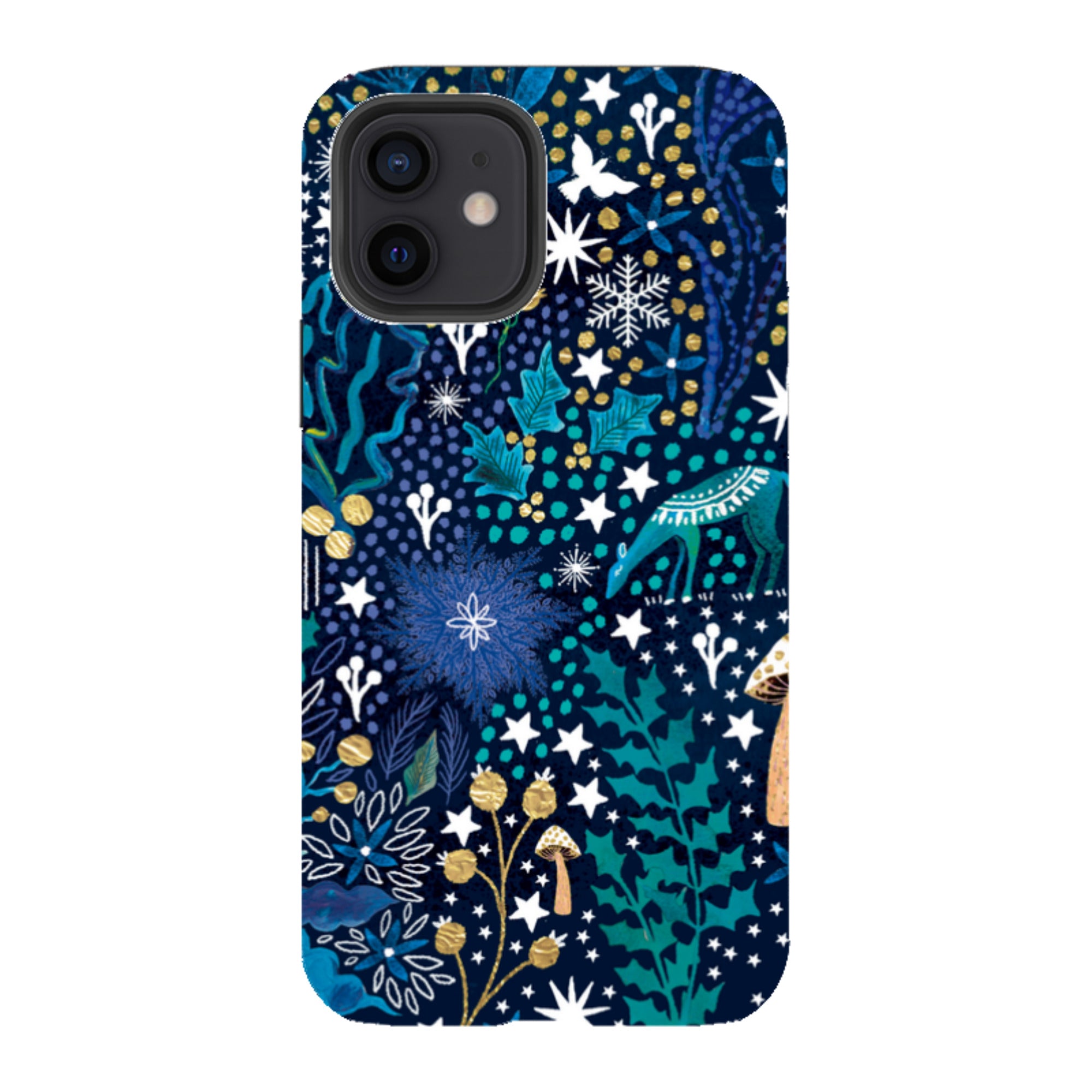 iPhone Tough Case - Winter Flowers Teal By Emma Frances Grant