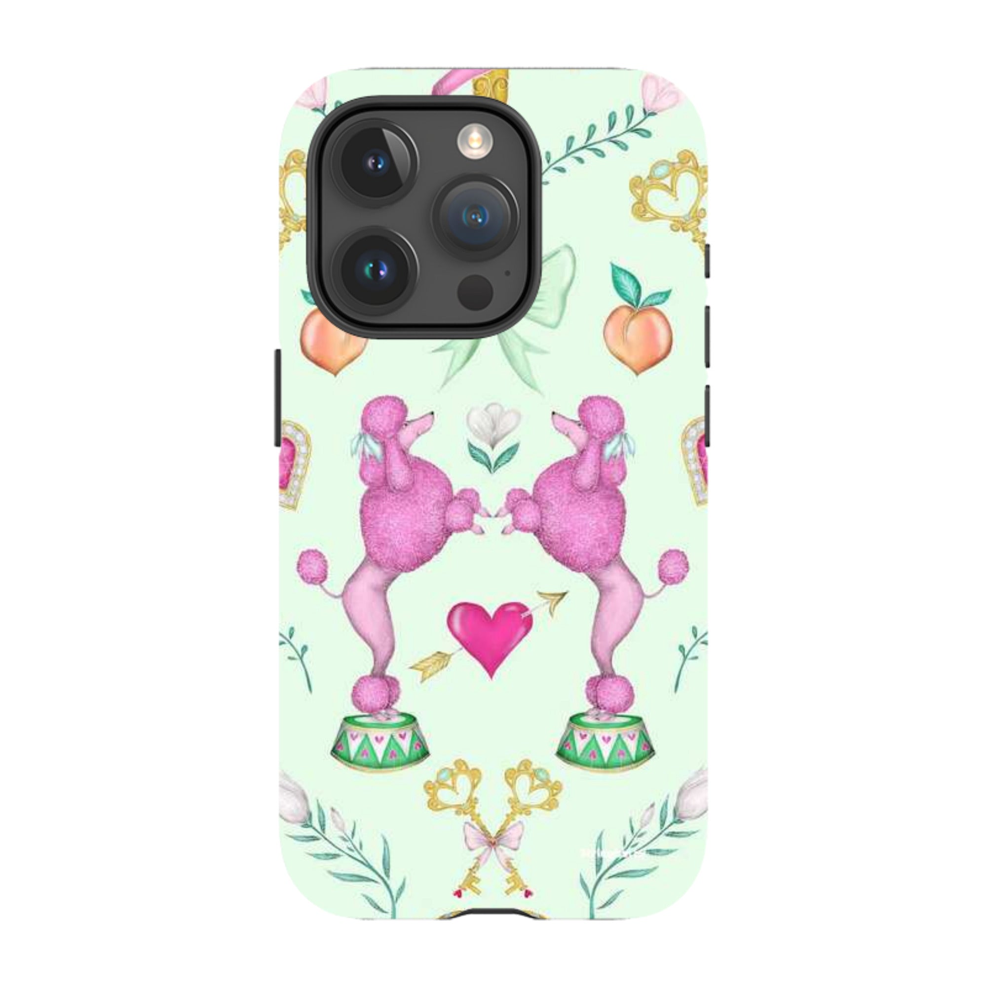 iPhone Tough Case - Pink Poodle Parlour Mint By Catherine Rowe