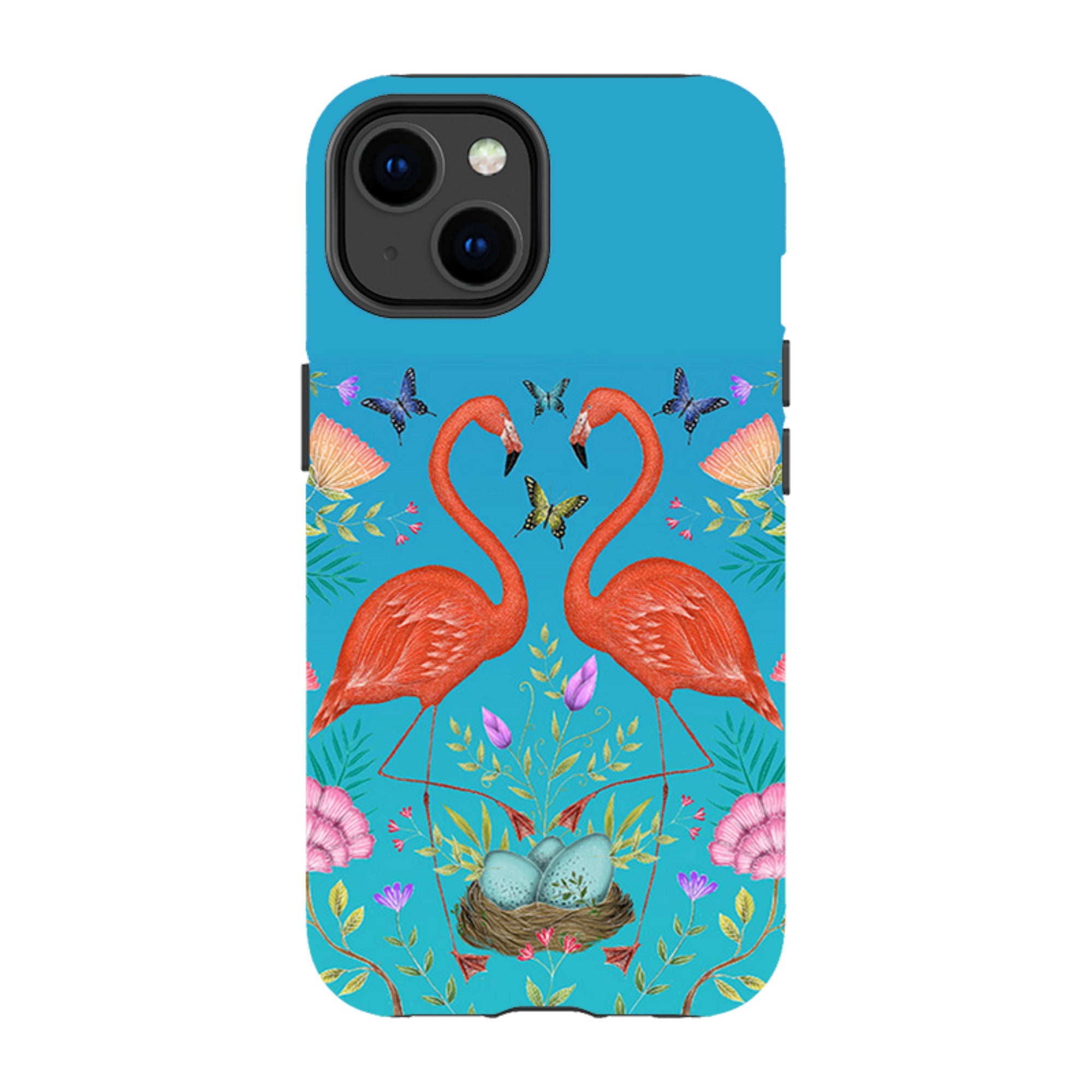 iPhone MagSafe Tough Case -  Flamingos and Flowers By Catherine Rowe