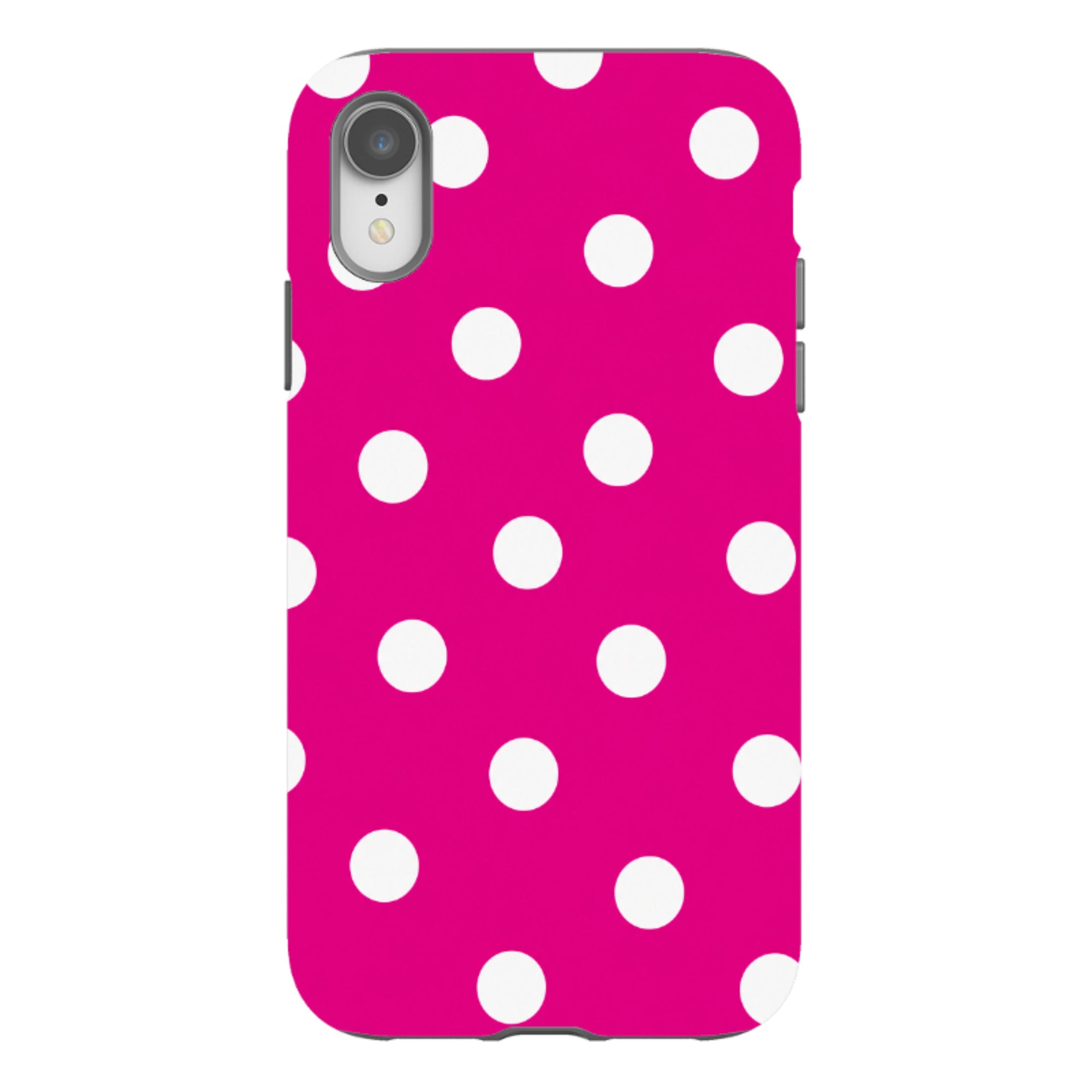 iPhone Tough Case - Hot Pink & White Polka Dot