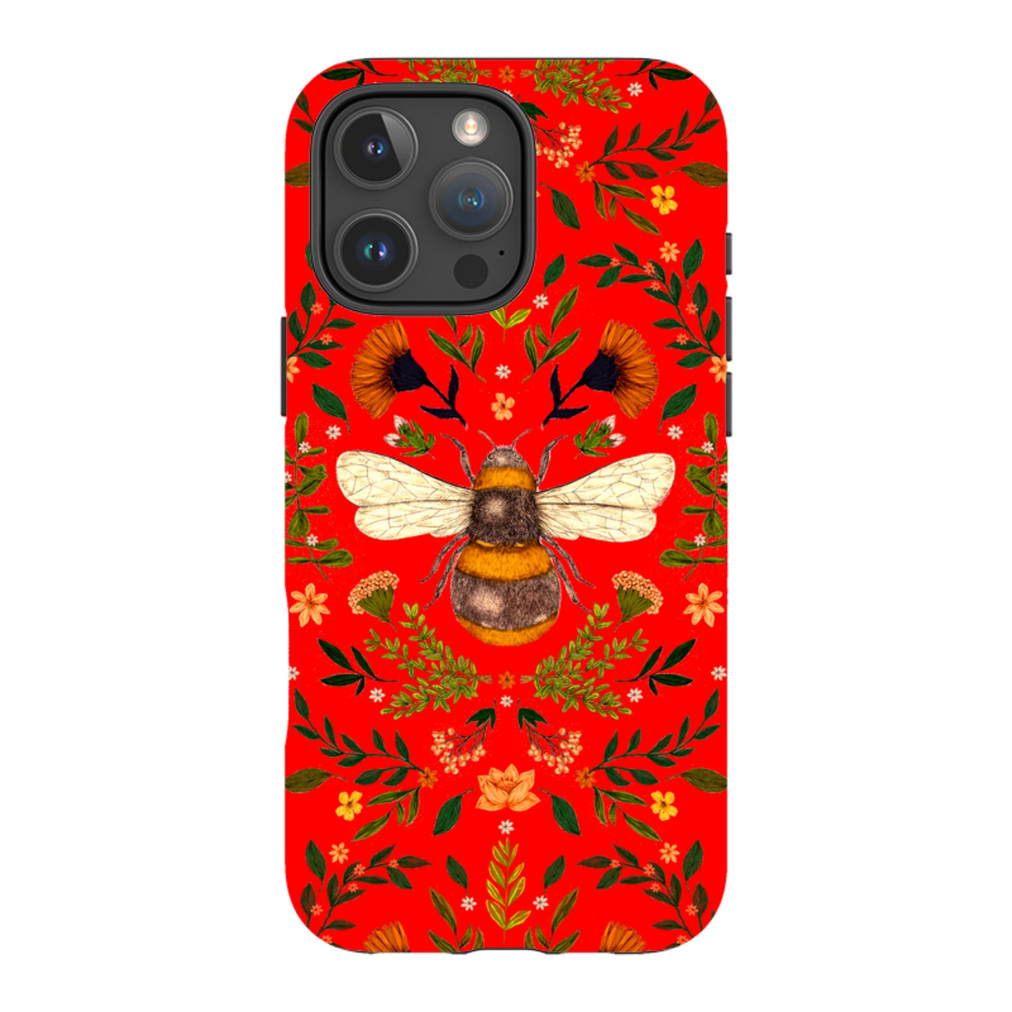 iPhone Tough Case - Botanical Bee Red By Jade Mosinski
