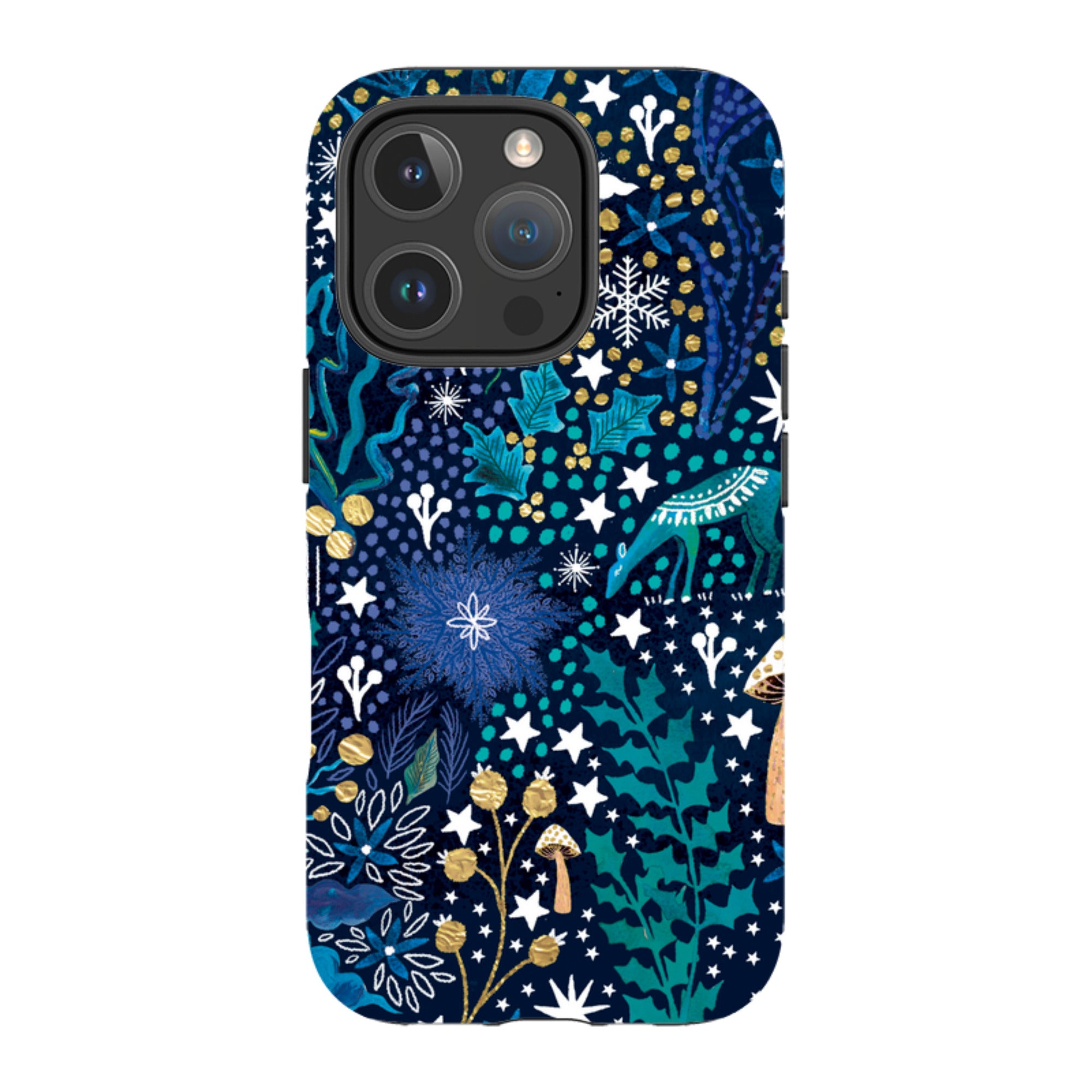 iPhone Tough Case - Winter Flowers Teal By Emma Frances Grant