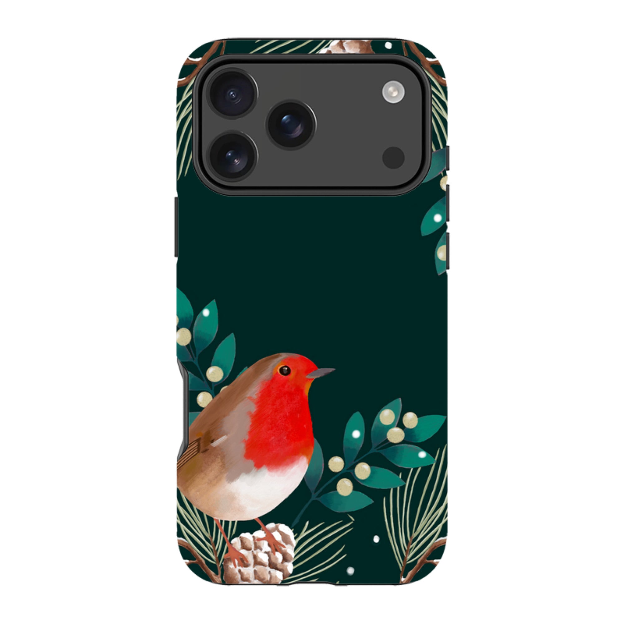 iPhone Tough Case - Robin Pine Cones By Bex Parkin