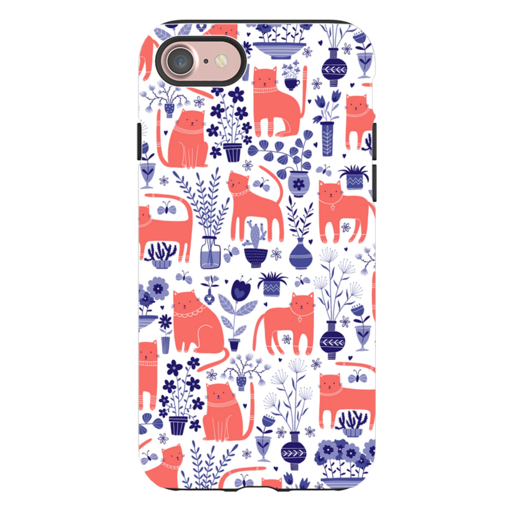 iPhone Tough Case - Coral Cats By Suzy Taylor
