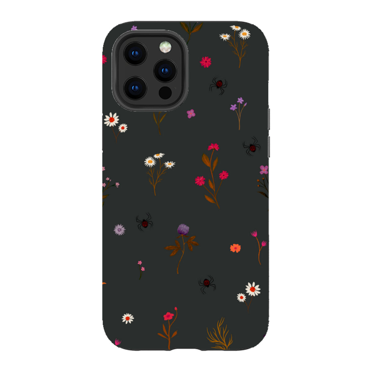 iPhone Tough Case - Florals and Spiders - Charcoal By Katherine Quinn