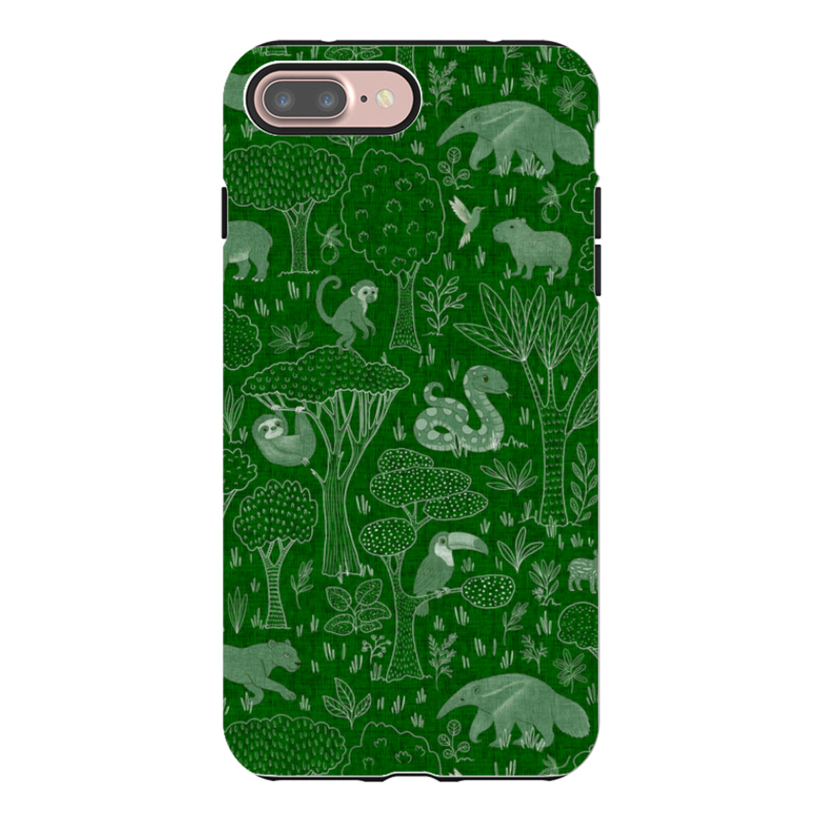 iPhone Tough Case - Tropical Jungle Animals green By Katherine Quinn
