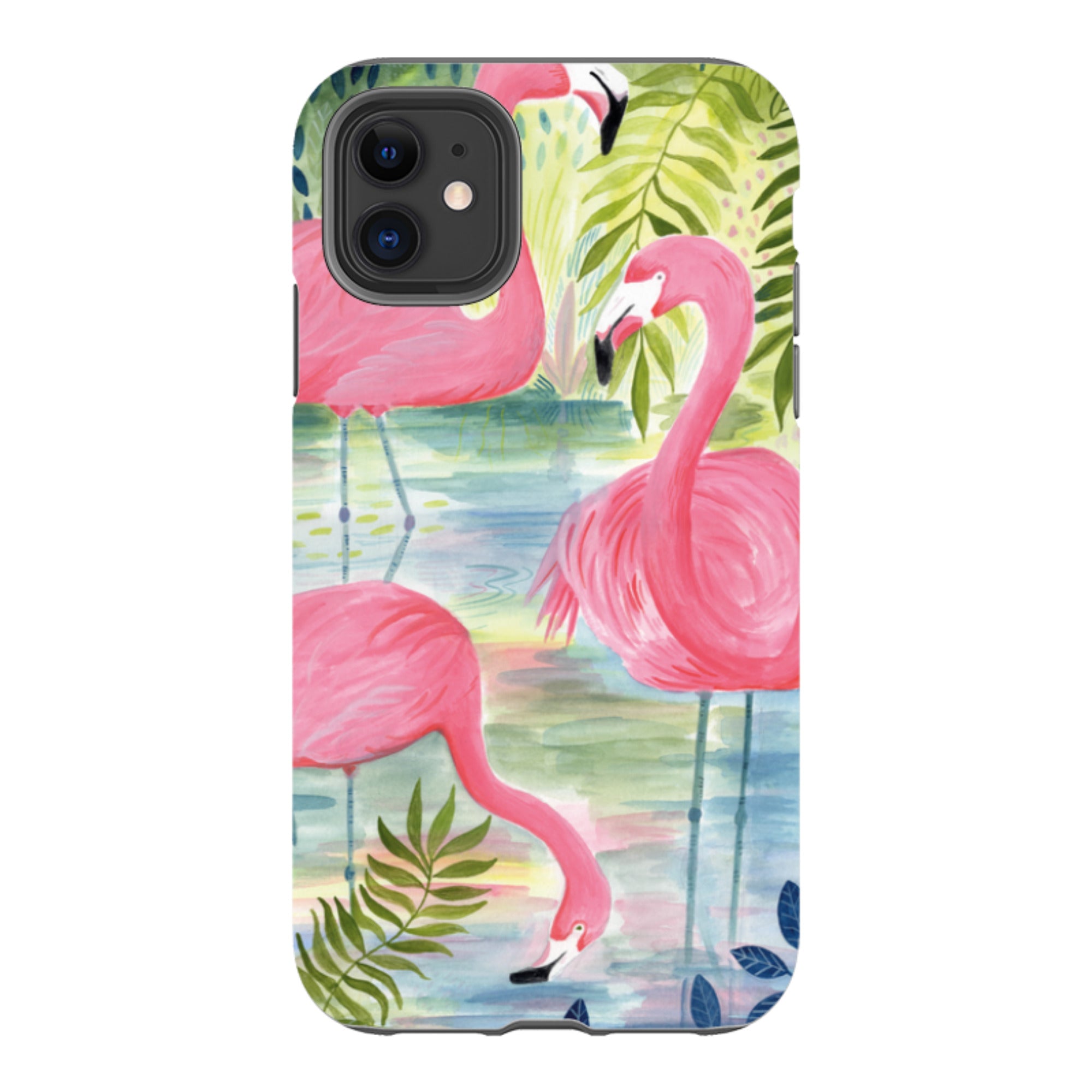 iPhone Tough Case - Three Flamingo By Bex Parkin