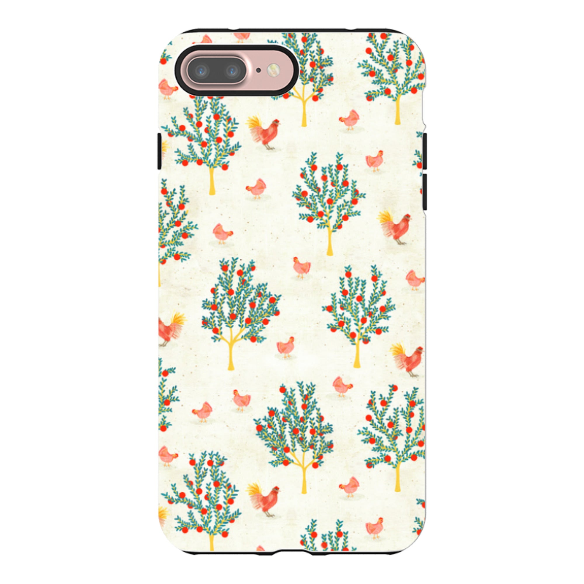 iPhone Tough Case - Apple Trees and Chickens Cream By Katherine Quinn