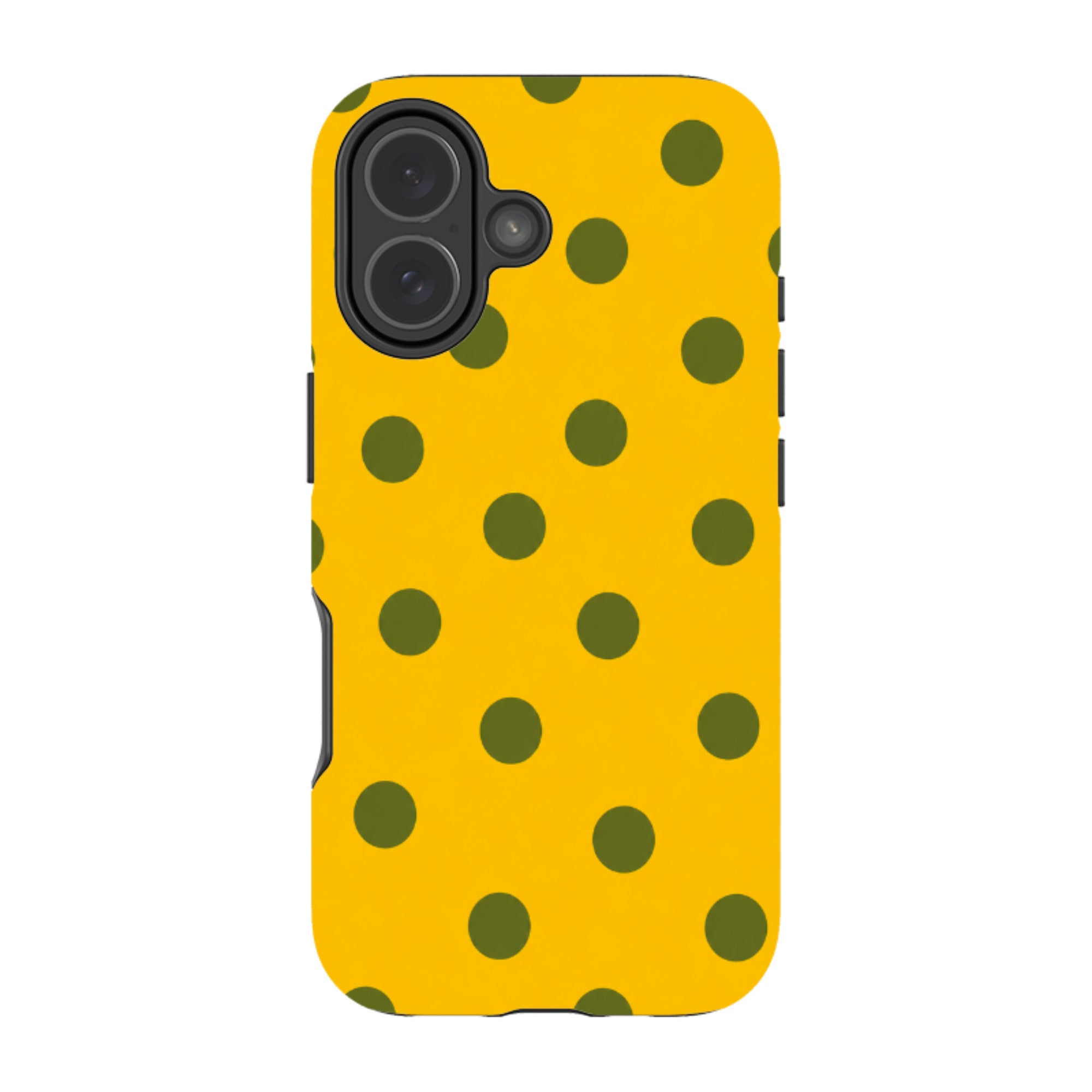 iPhone Tough Case - Mustard Yellow & Olive Green Polka Dot