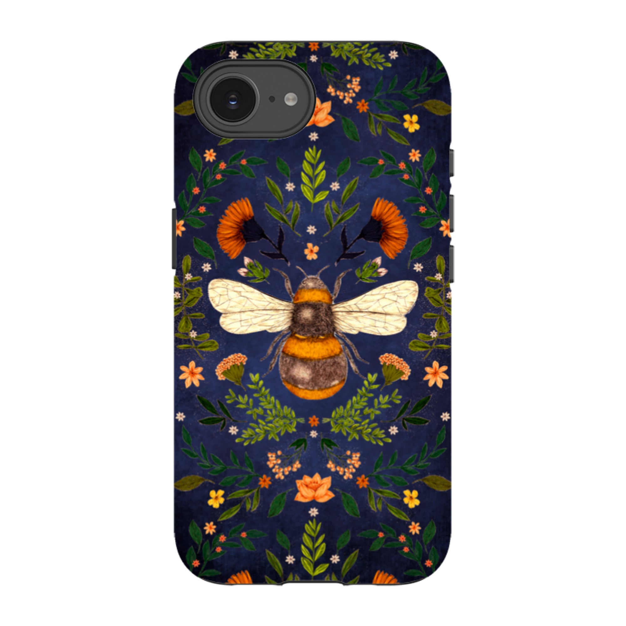 iPhone Tough Case - Botanical Bee Blue By Jade Mosinski