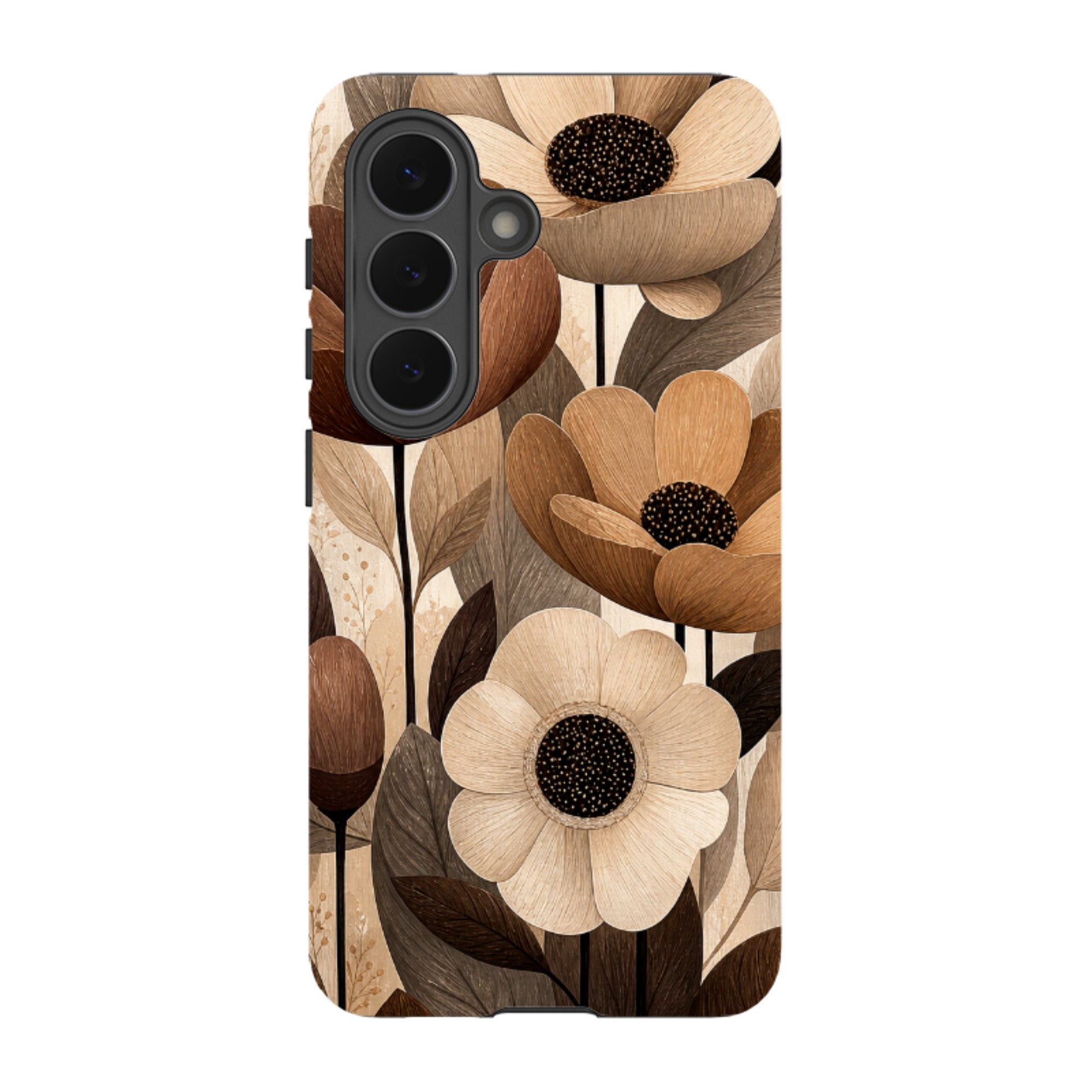 Samsung Tough Case - Chocolate Woodgrain Floral