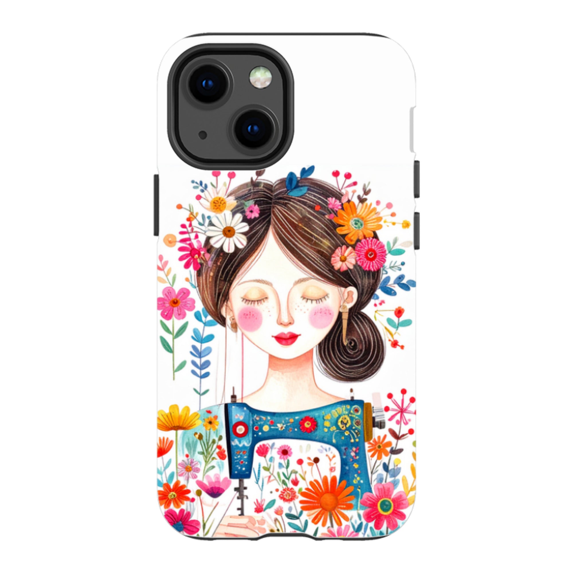 iPhone Case - Floral Sewing Lady
