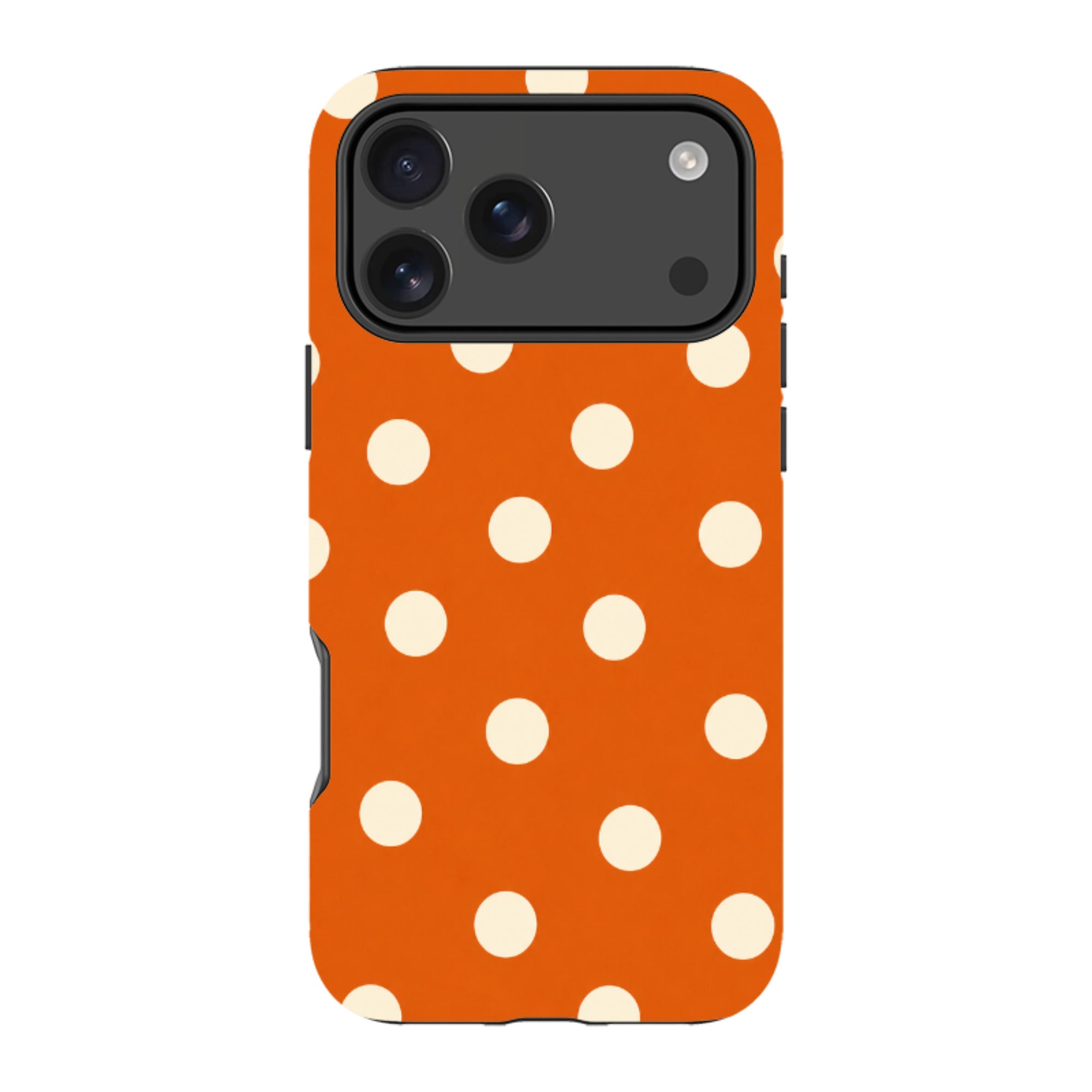 iPhone Tough Case - Orange & Cream Polka Dot