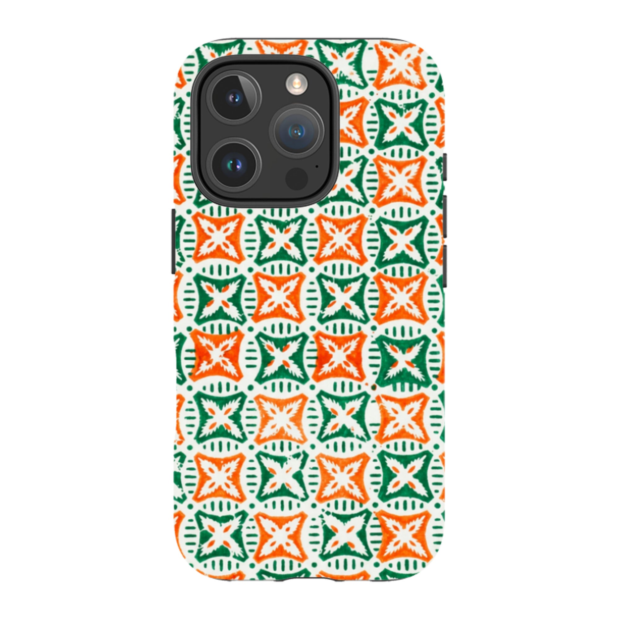 iPhone Tough Case - Orange & Green Tile