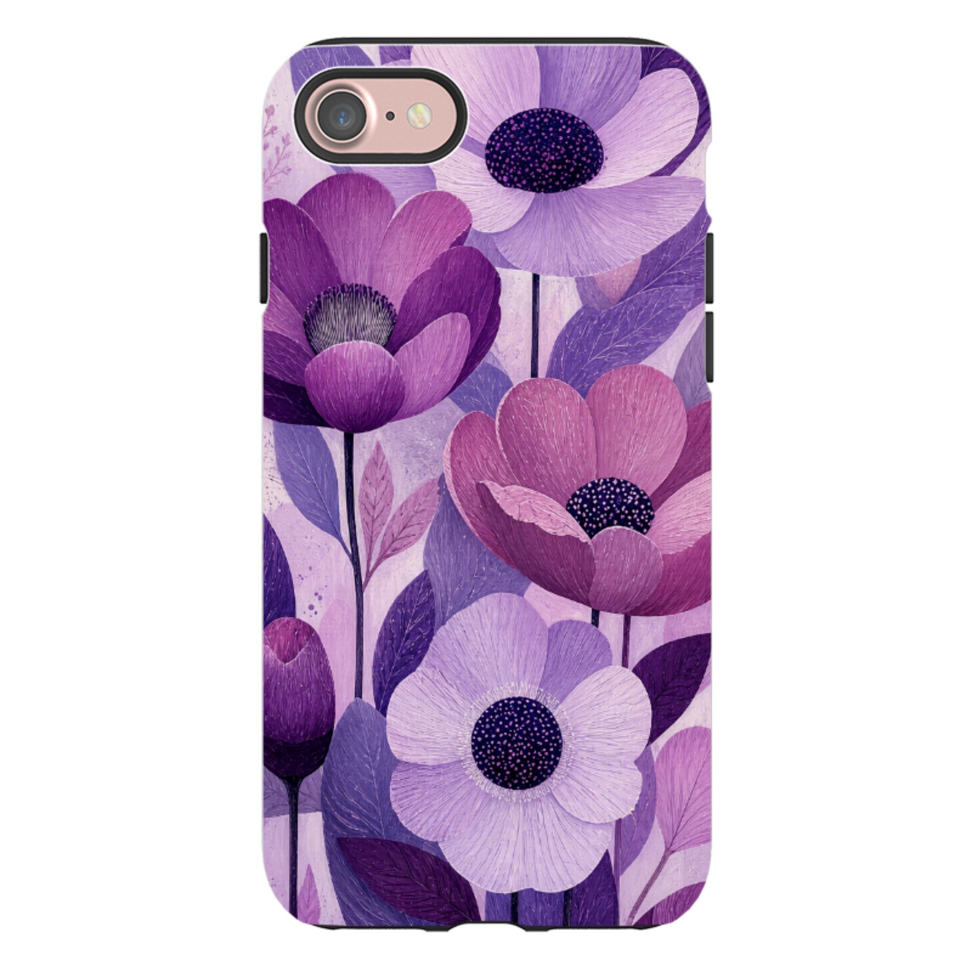 iPhone Tough Case - Purple Woodgrain Floral