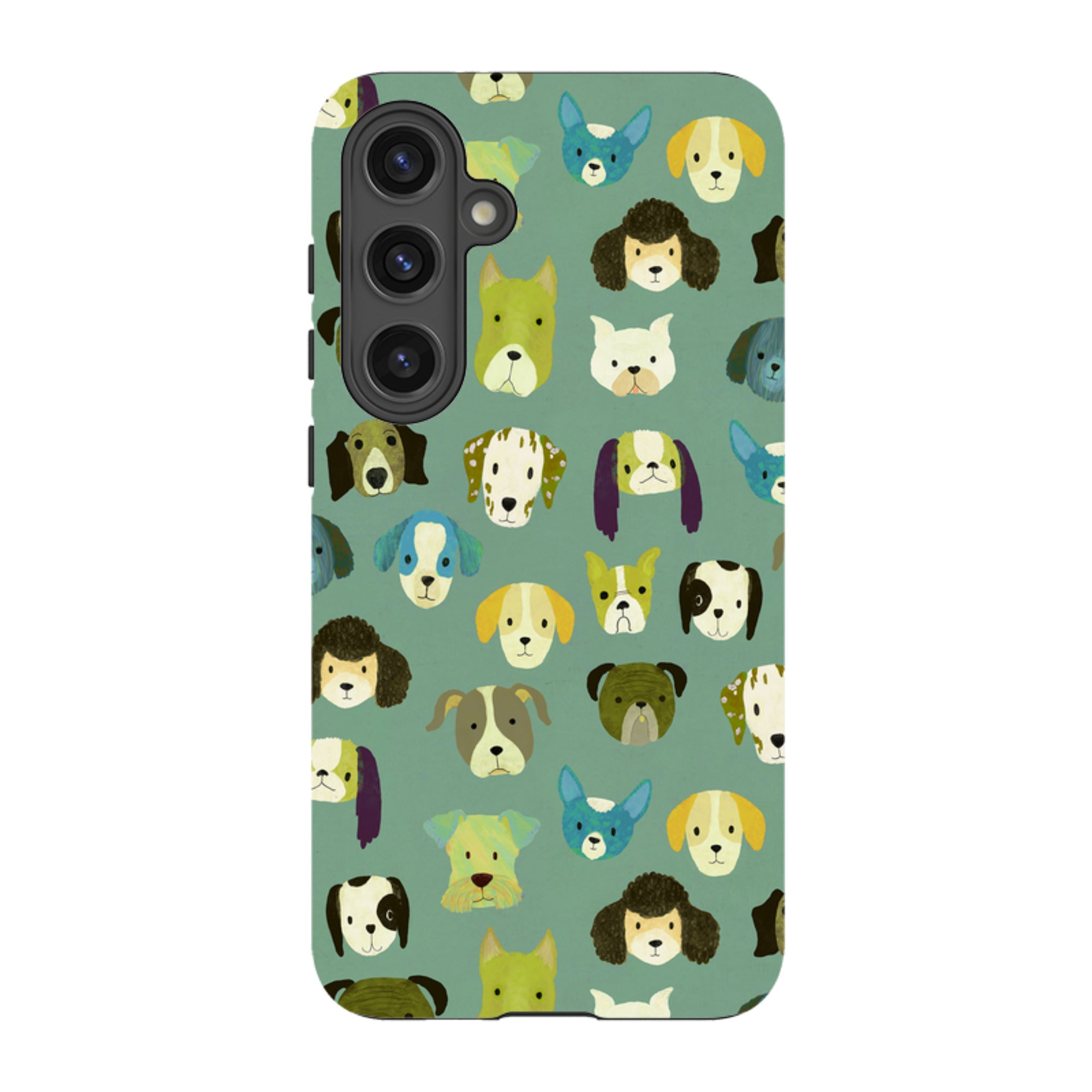 Samsung Tough Case - Dog Heads Green By Katherine Quinn