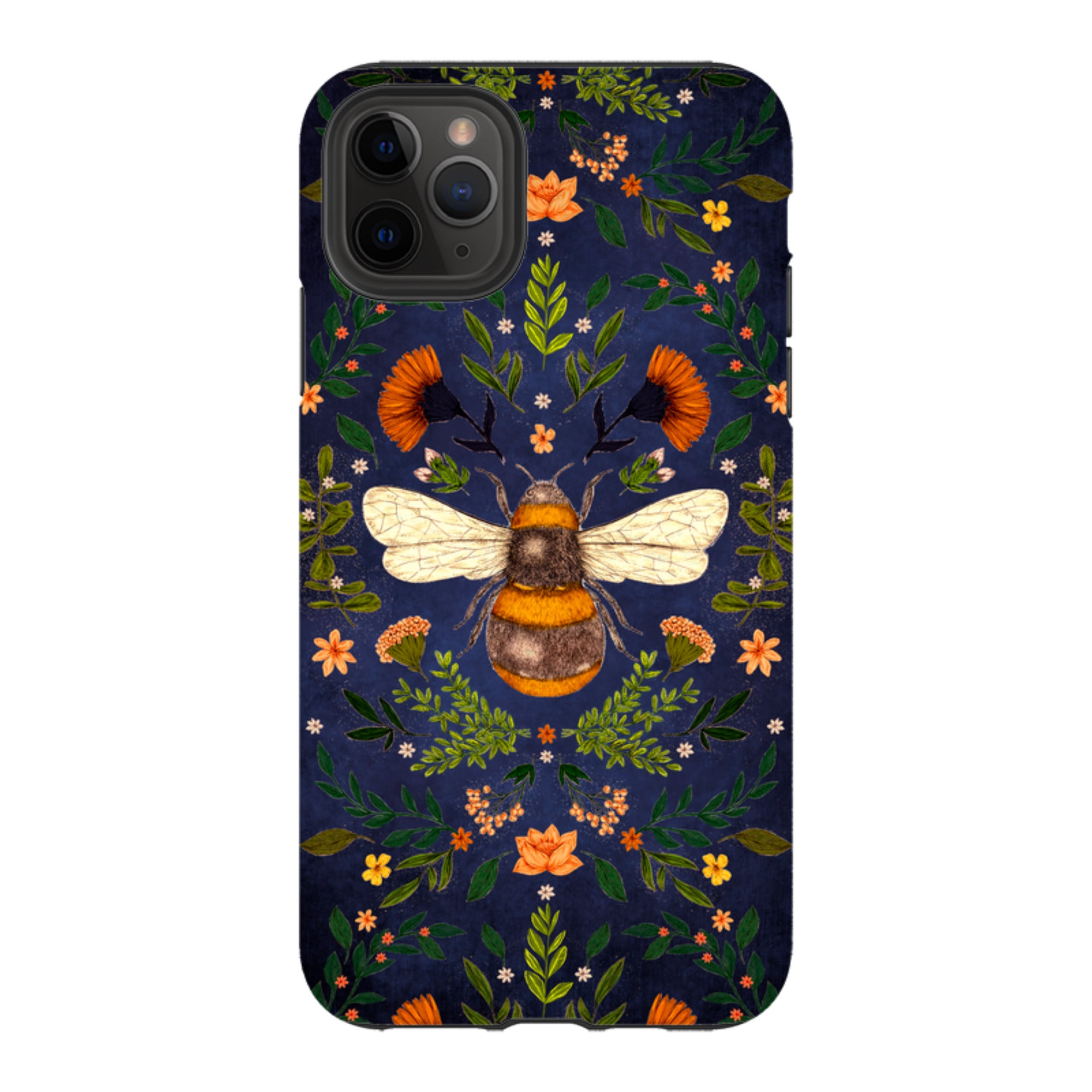 iPhone Tough Case - Botanical Bee Blue By Jade Mosinski